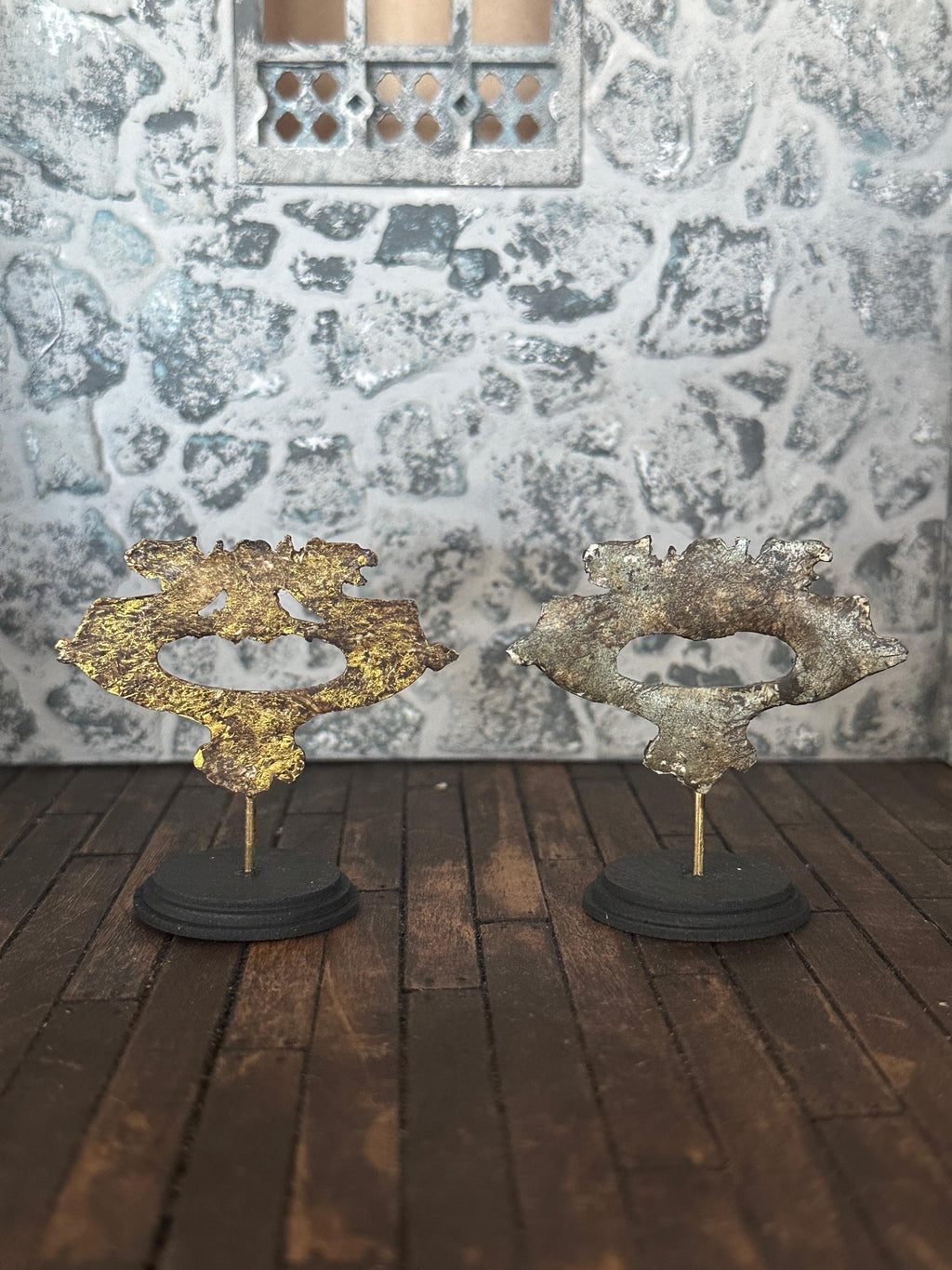 Handmade Miniature Gilded Dragon Griffin – Aged Ornate Sculpture on Stand (1:12 Scale)