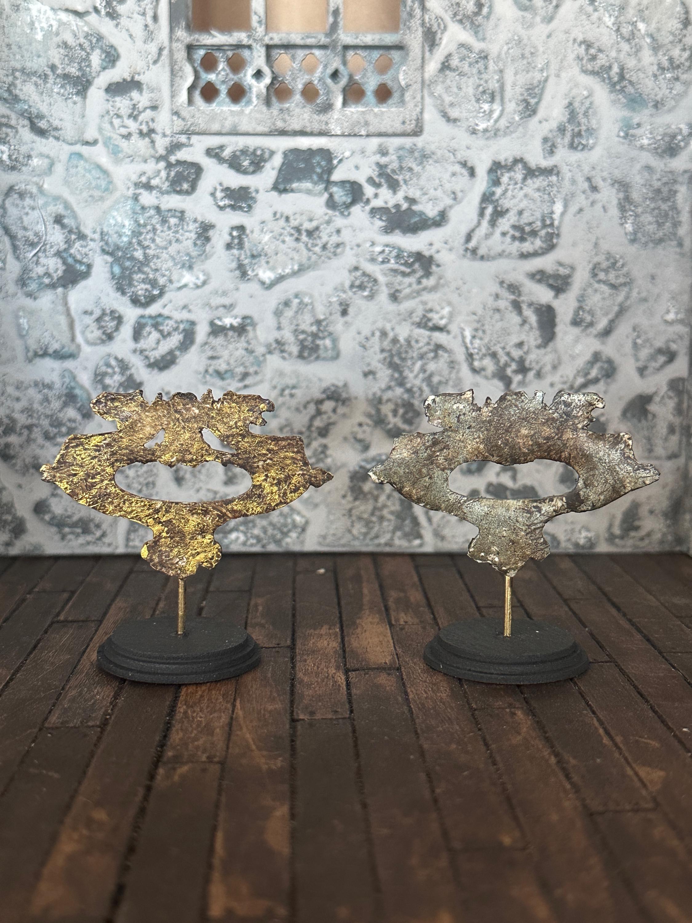 Handmade Miniature Gilded Dragon Griffin – Aged Ornate Sculpture on Stand (1:12 Scale)