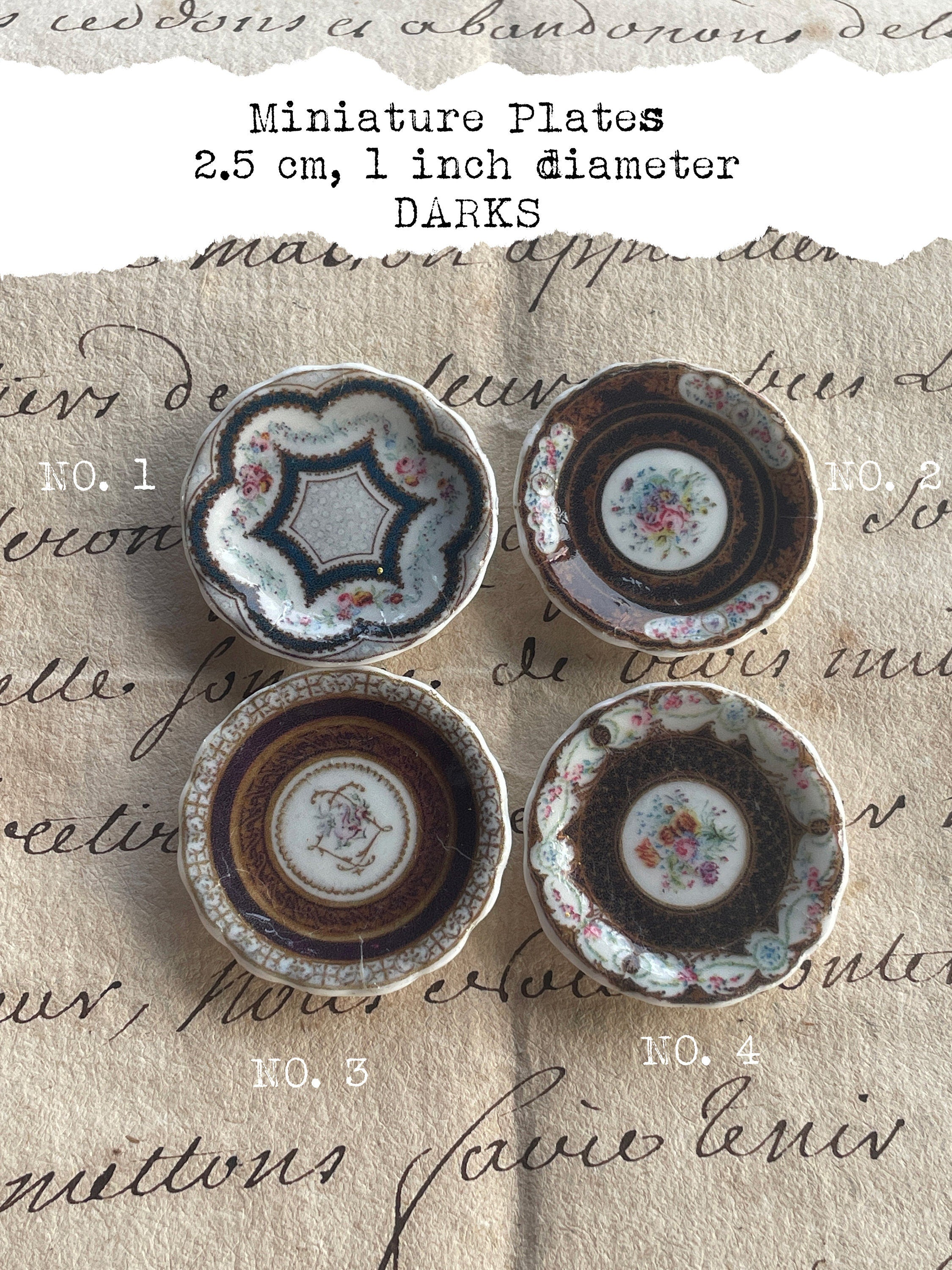 1:12 Scale Dollhouse Plates – 18th Century French Miniature Ceramics Inspired by Marie Antoinette & Louis XVI