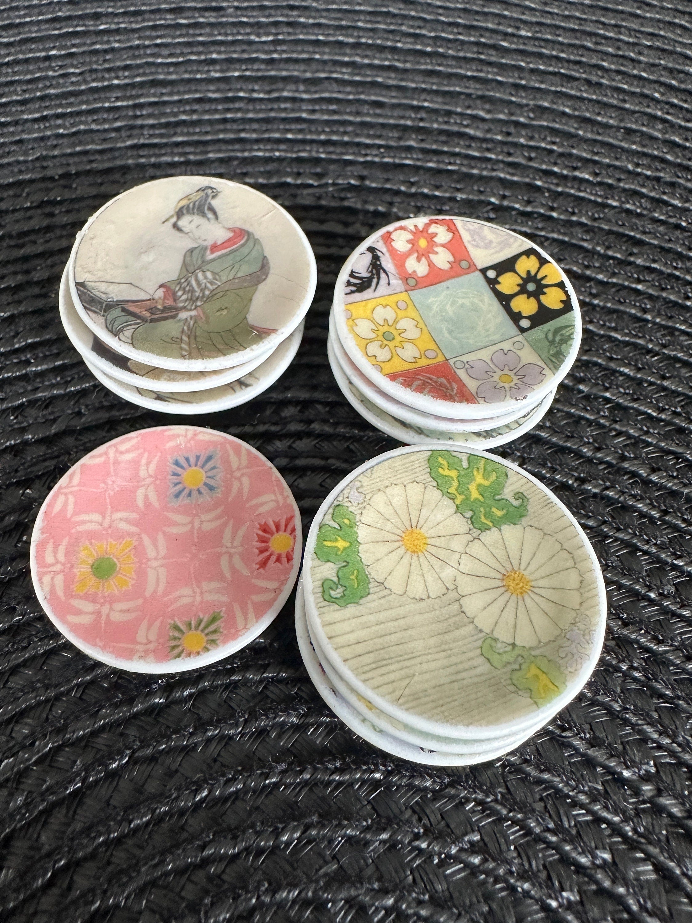 Ceramic Dollhouse 1:12 Scale Plates – Japanese Traditional Art Designs