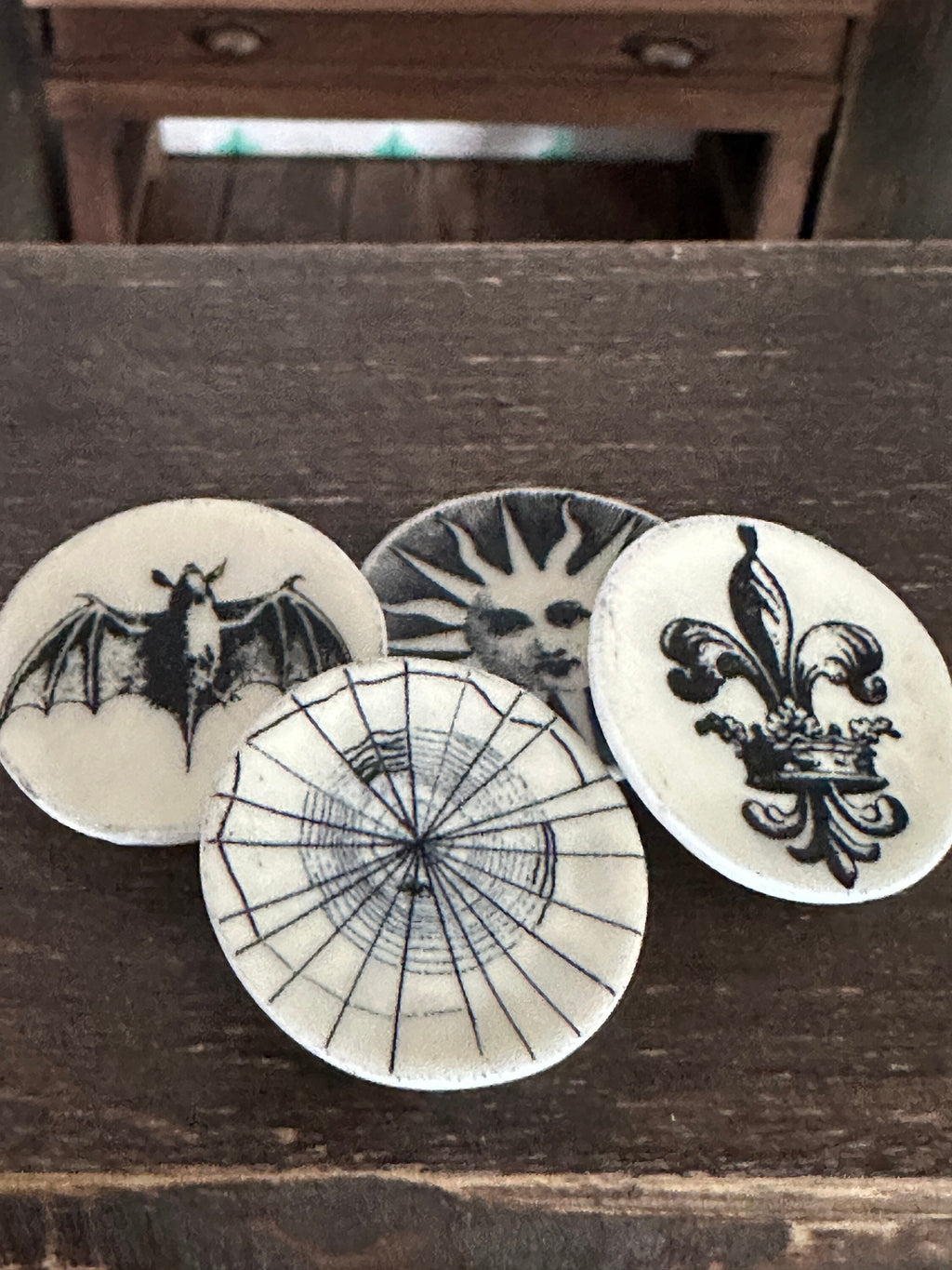 Ceramic Dollhouse 1:12 Scale Plates – Spooky Halloween Macabre Miniatures