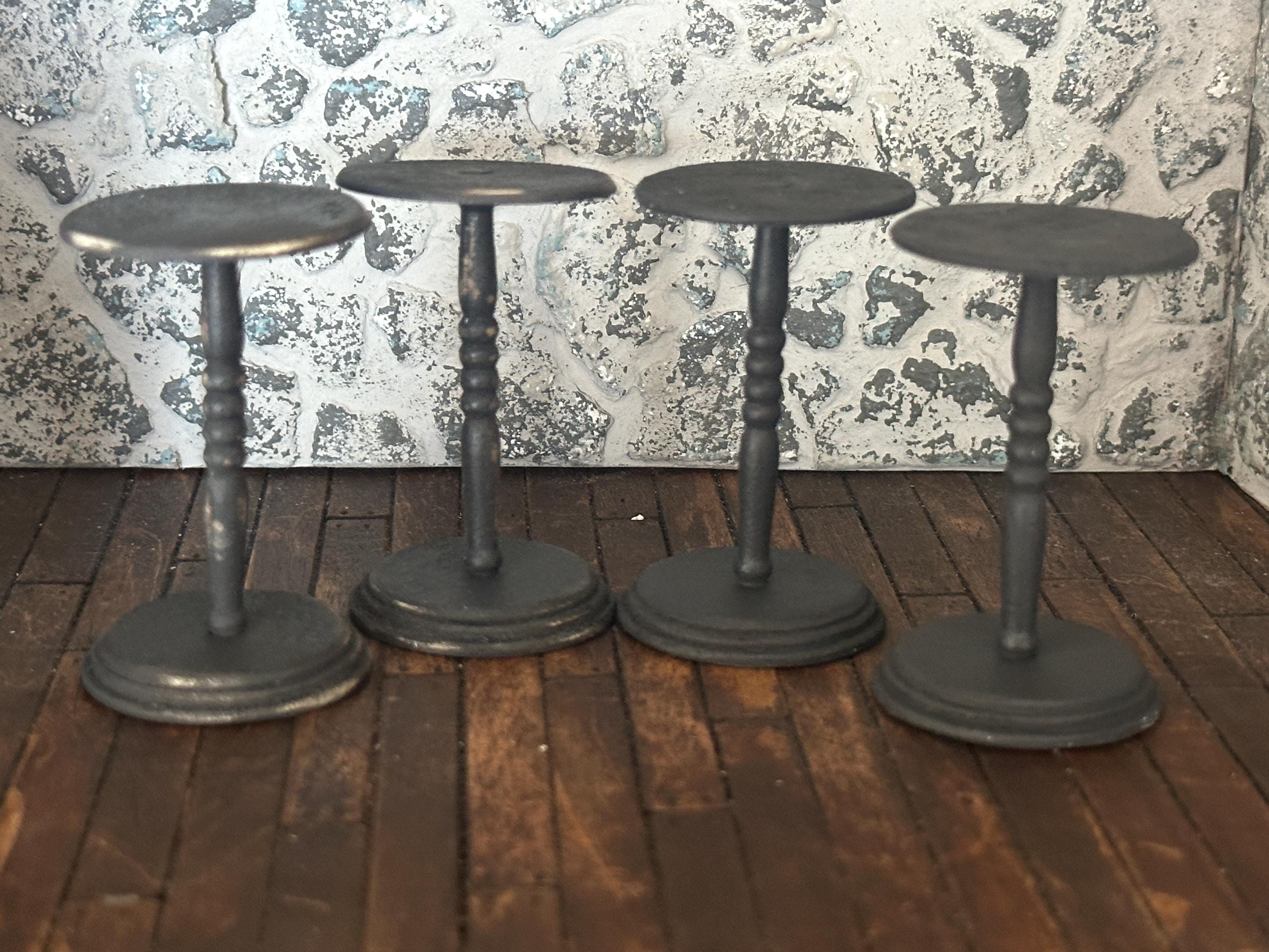 Miniature 1:12 Scale Dollshouse Handmade Ebony Colour Turned Wood Display Stand Victorian Antique Style