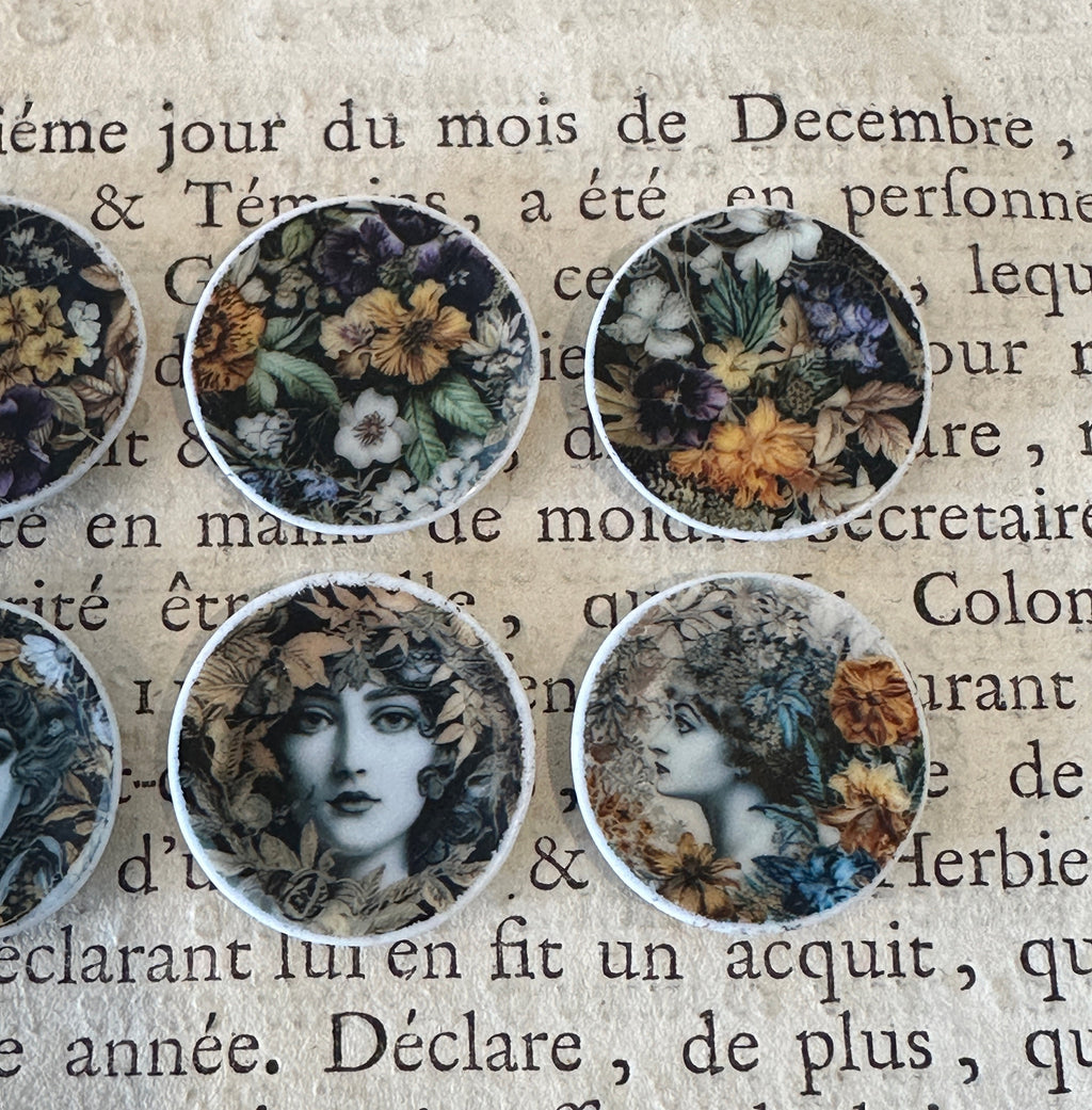 Ceramic Dollhouse 1:12 Scale Plates – ‘Verdant’ Lush Classical Floral Miniatures