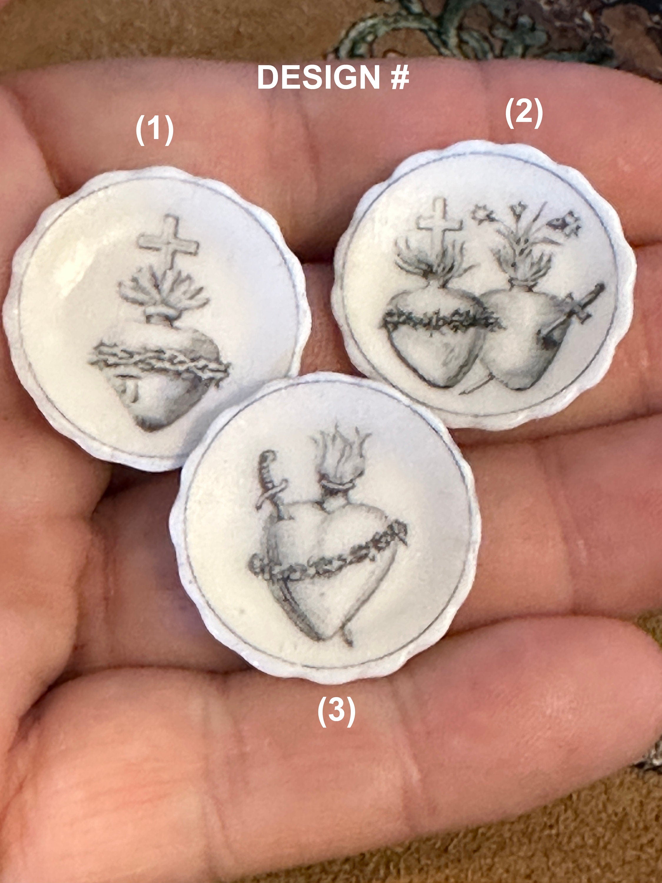 Ceramic Dollhouse 1:12 Scale Plates – Sacred Heart French Religious Miniatures