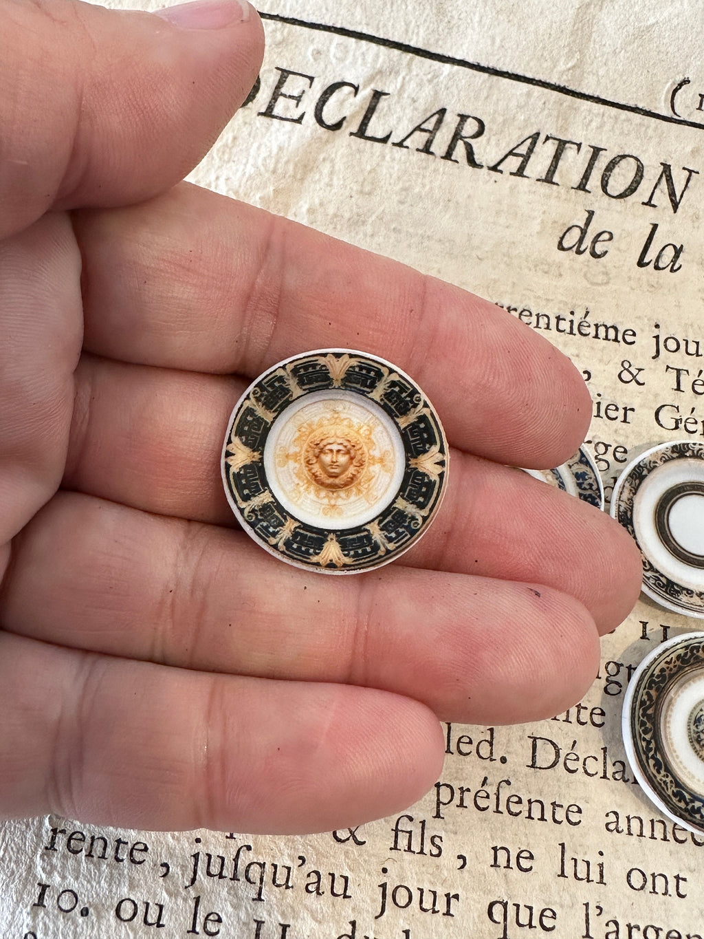 Ceramic Dollhouse 1:12 Scale Plates – ‘Classical Modernity’ Luxe Designer Style