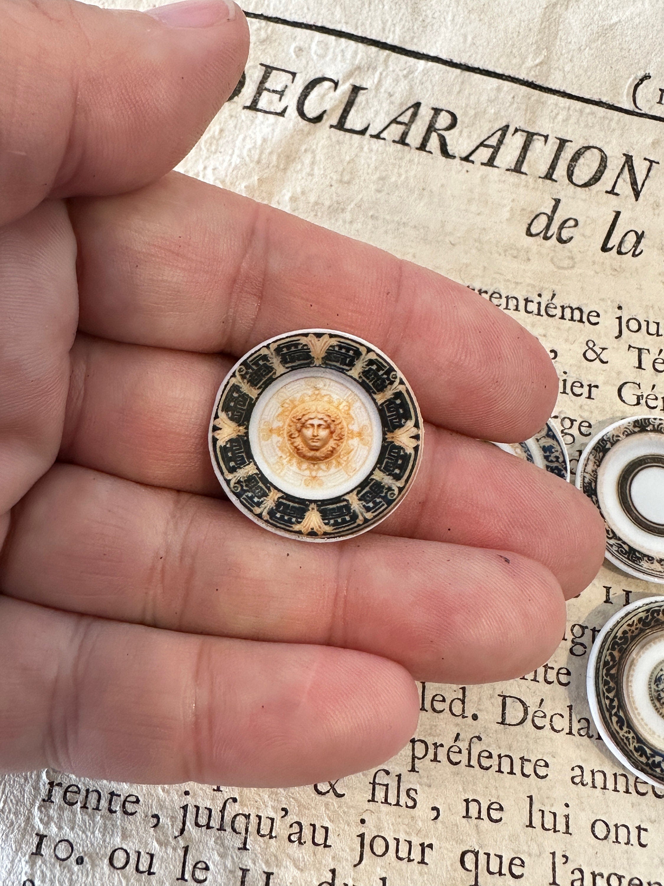 Ceramic Dollhouse 1:12 Scale Plates – ‘Classical Modernity’ Luxe Designer Style