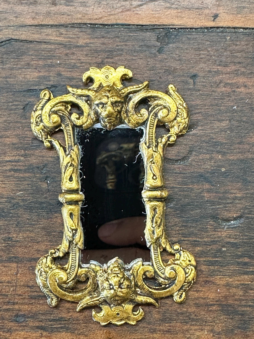 Miniature Dollhouse Ornate Devil Mirror – Gilded Gothic Esoteric Design