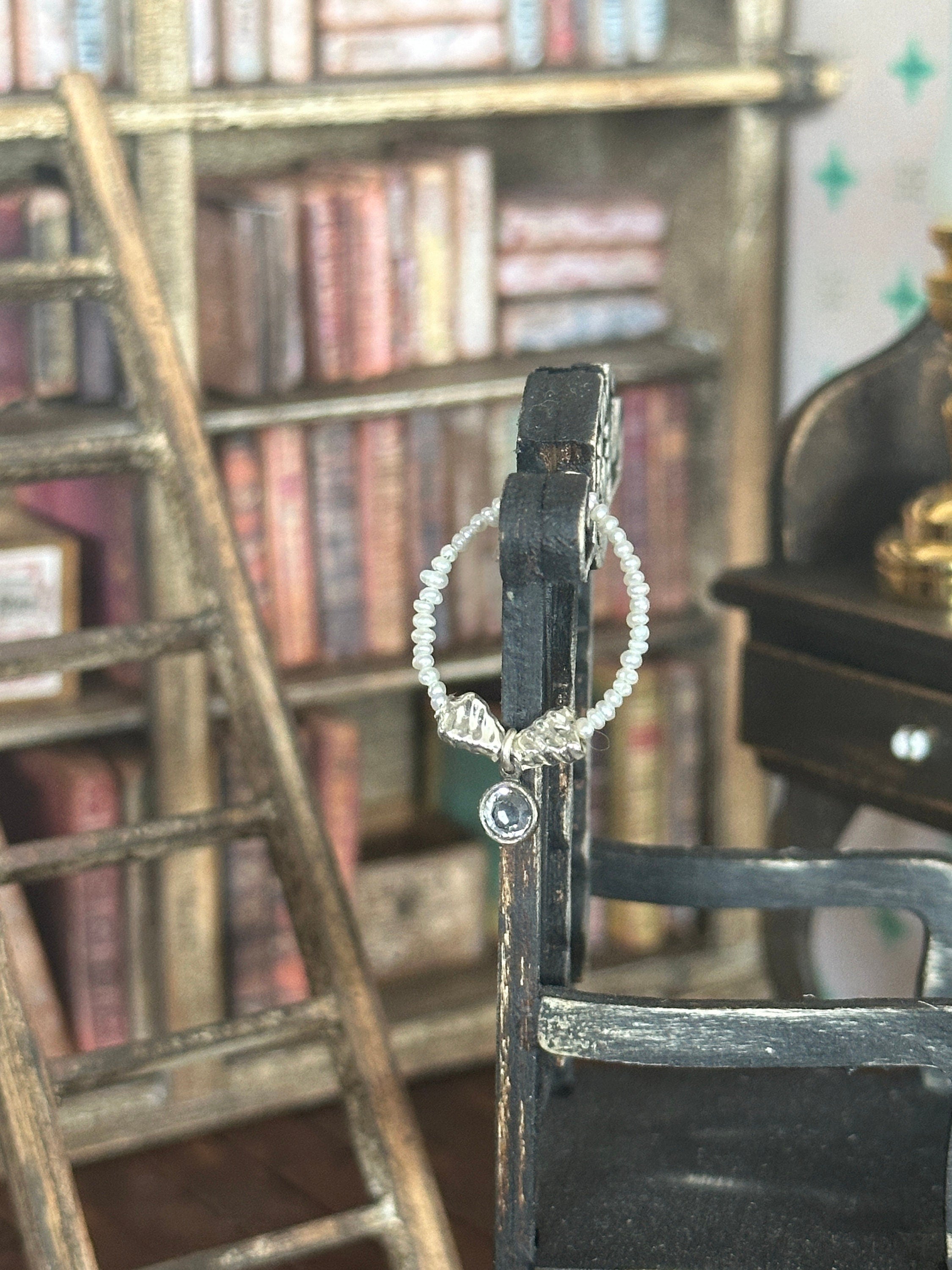 Handmade Miniature Dollhouse Necklace – Seed Pearls, Mercury Glass & Swarovski Crystal