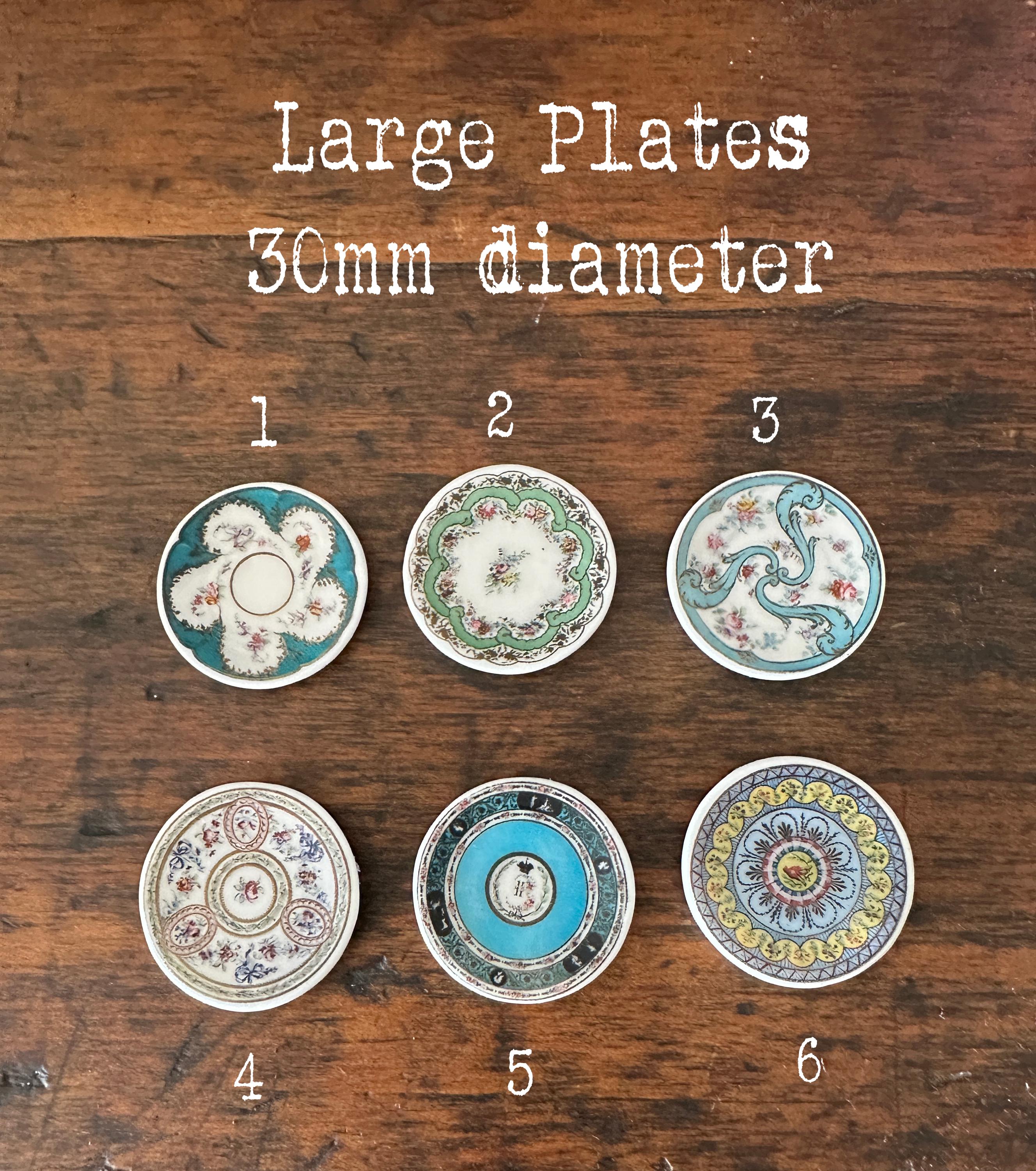 1:12 Scale Dollhouse Plates – 18th Century French Miniature Ceramics Inspired by Marie Antoinette & Louis XVI LARGE SIZE