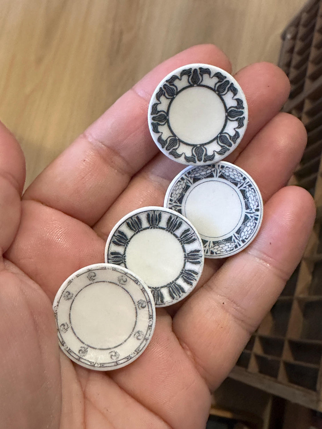 Ceramic Dollhouse 1:12 Scale Plates – Art Deco Geometric Patterns