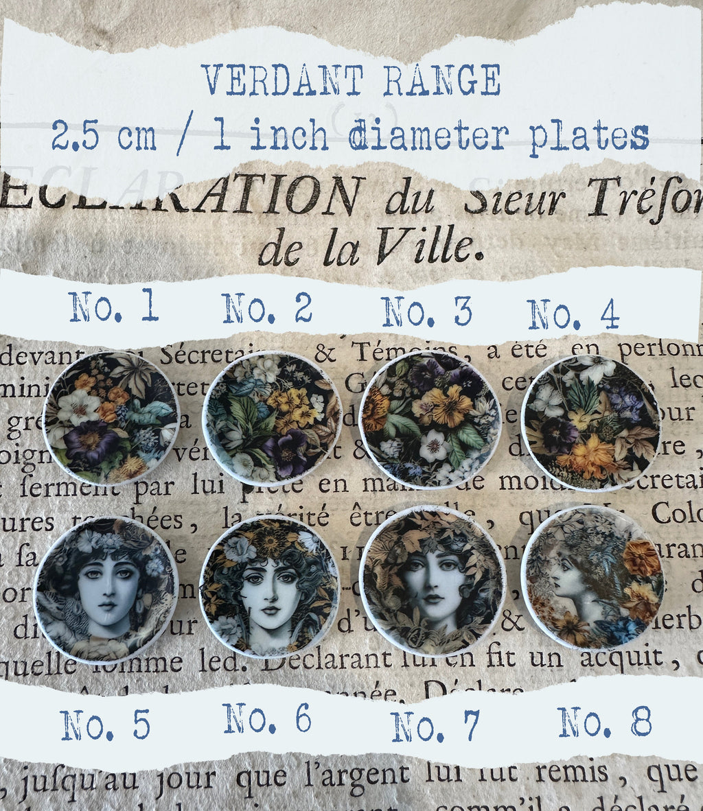 Ceramic Dollhouse 1:12 Scale Plates – ‘Verdant’ Lush Classical Floral Miniatures