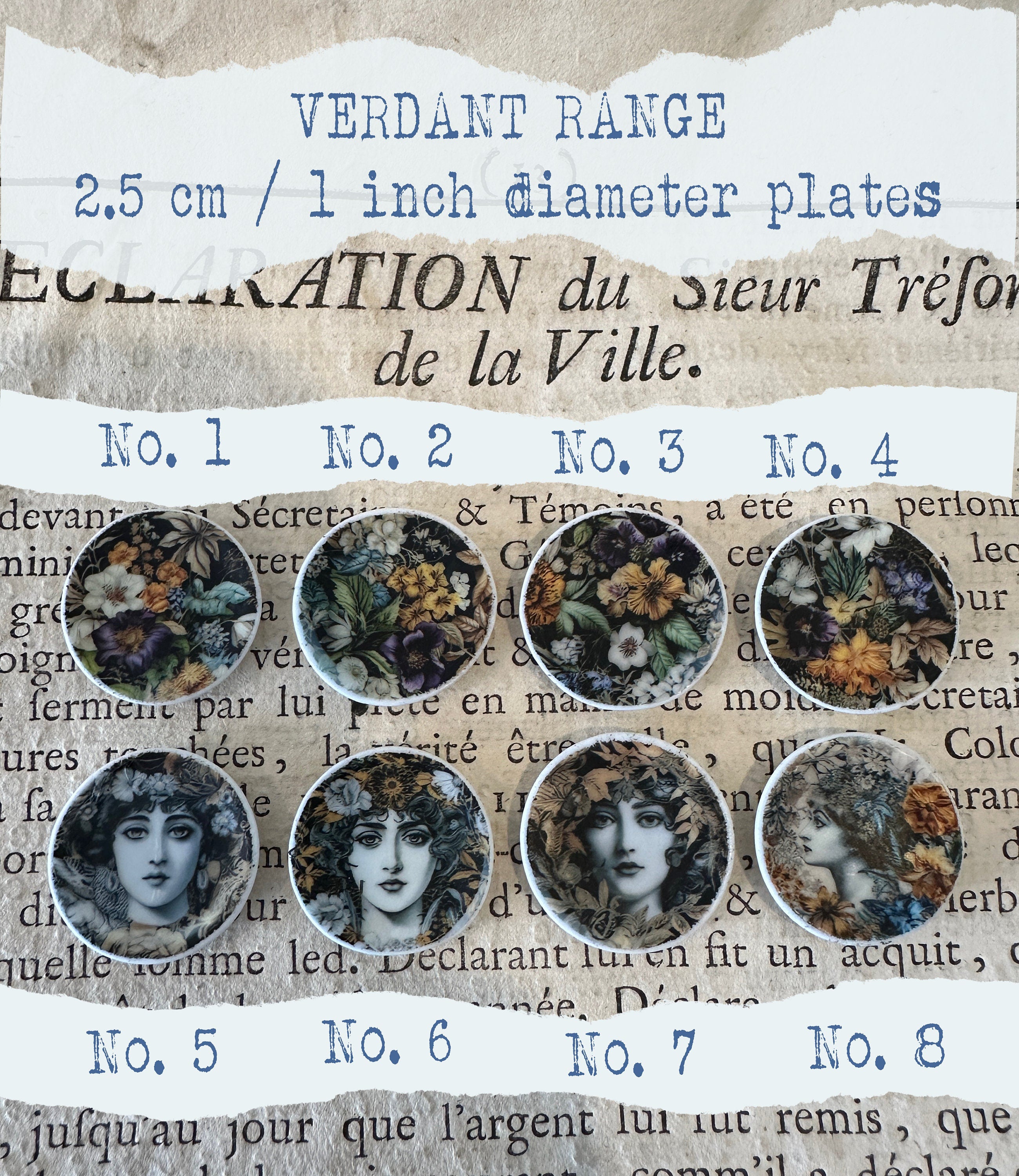 Ceramic Dollhouse 1:12 Scale Plates – ‘Verdant’ Lush Classical Floral Miniatures