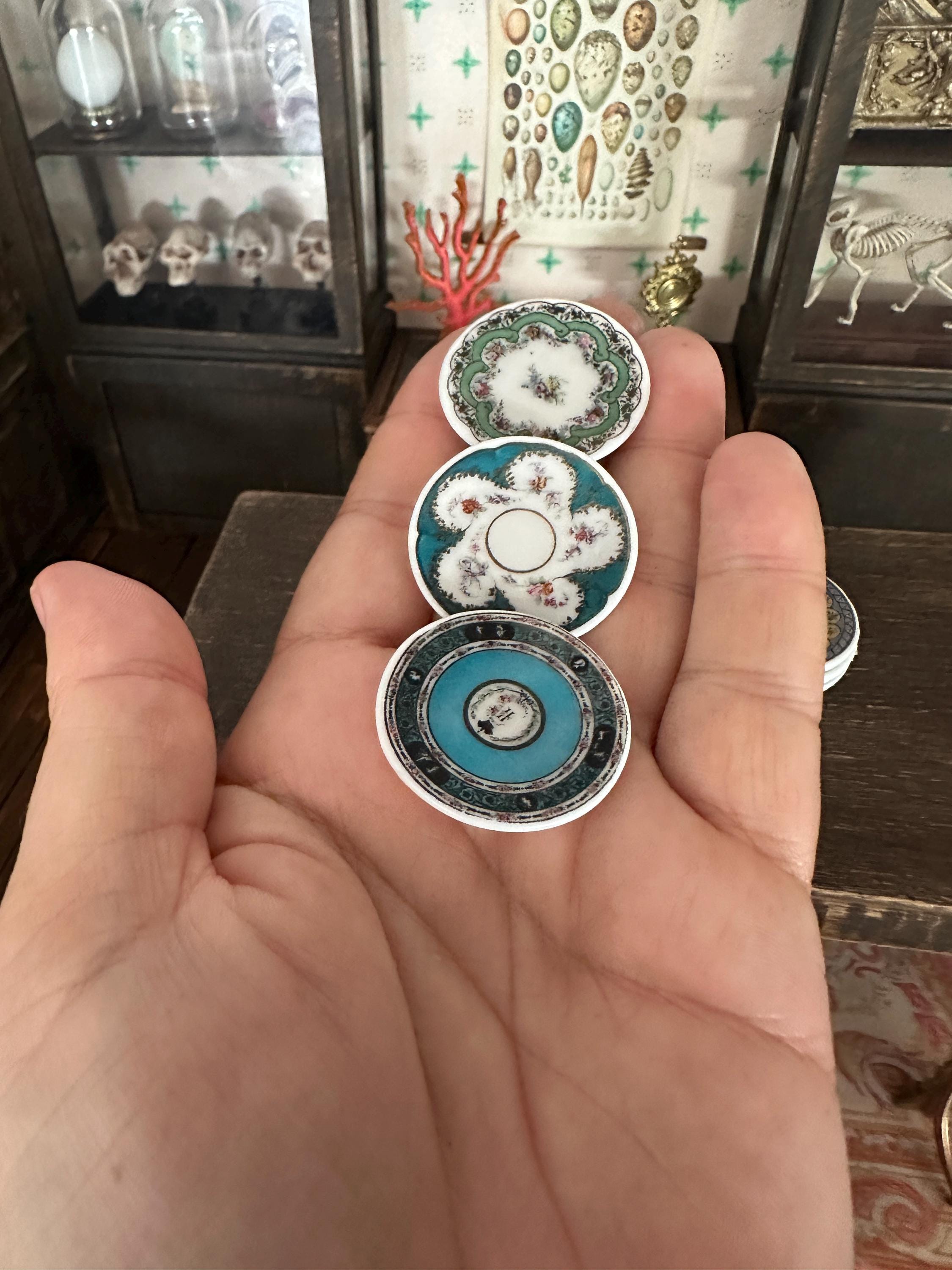 1:12 Scale Dollhouse Plates – 18th Century French Miniature Ceramics Inspired by Marie Antoinette & Louis XVI LARGE SIZE