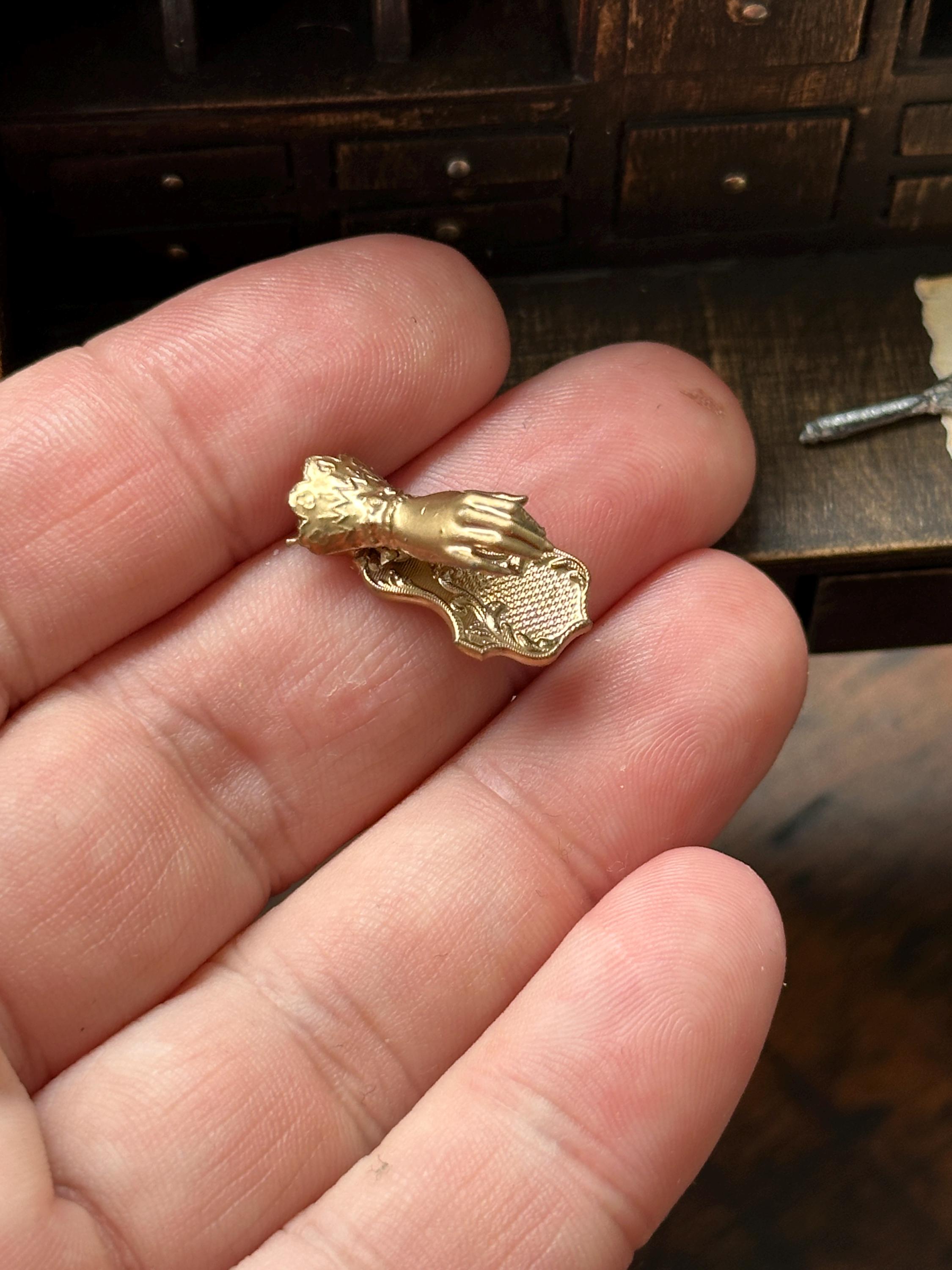 Dollhouse Miniature 1:12 Scale Victorian Hand Letter Holder – Gilded with Mini Letters