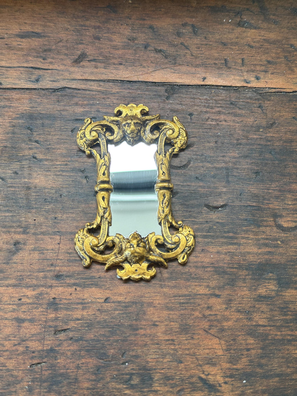 Miniature Dollhouse Ornate Devil Mirror – Gilded Gothic Esoteric Design