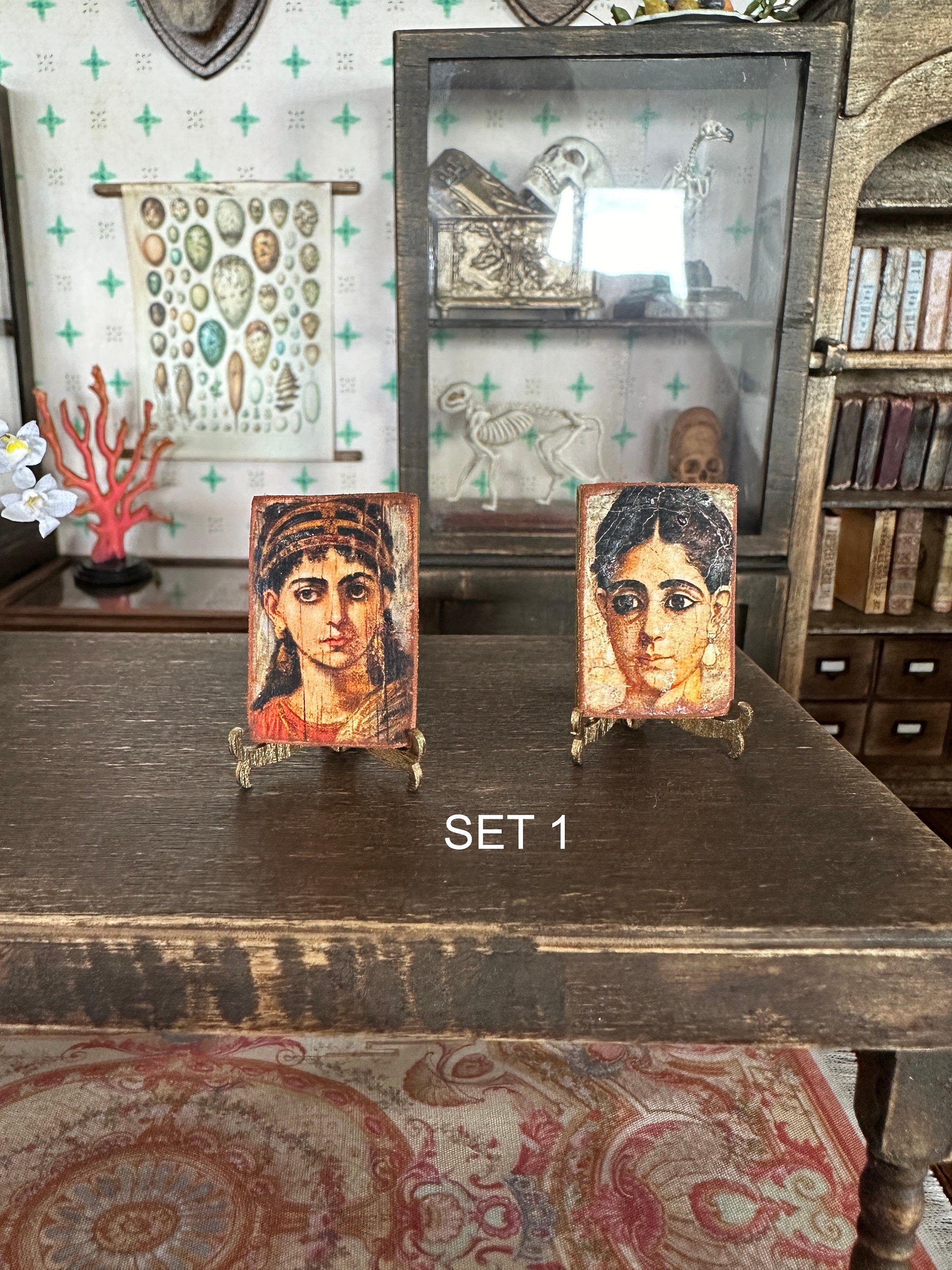 Ancient Roman-Era Egyptian Mummy Portraits – Miniature 1:12 Scale Set