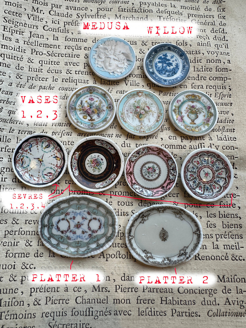 Dollhouse Miniature Plates and Platters Large Size