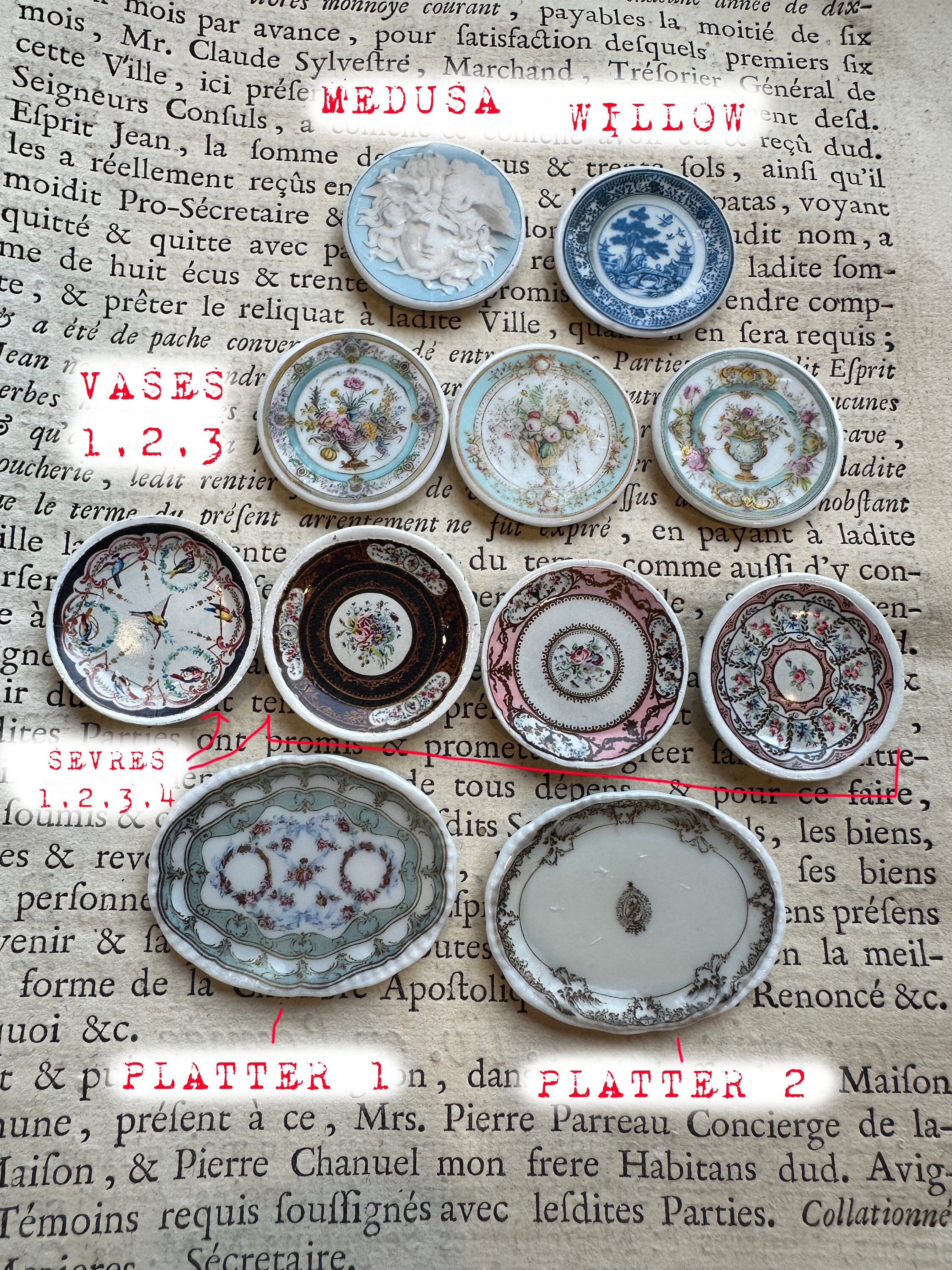 Dollhouse Miniature Plates and Platters Large Size