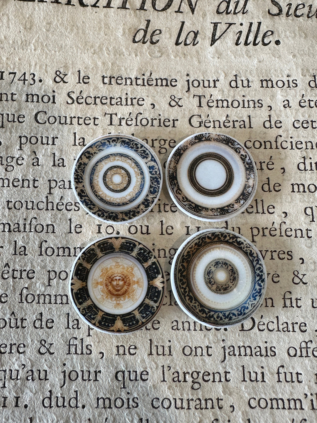 Ceramic Dollhouse 1:12 Scale Plates – ‘Classical Modernity’ Luxe Designer Style