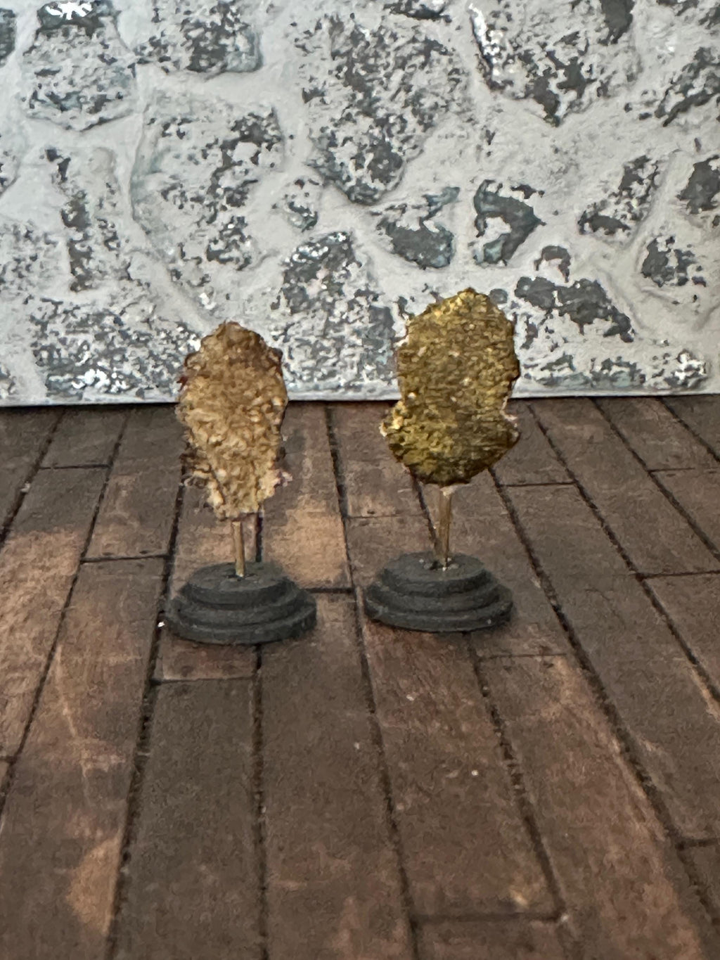 Handmade Doll House Miniature Art Collectors Statue Ornament Aged Grungy Green Man Nymph Devil on Stand Two Sizes Four