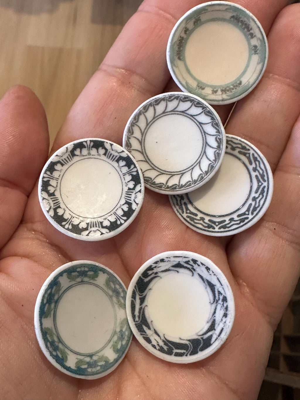 Ceramic Dollhouse 1:12 Scale Plates – Art Deco Geometric Patterns