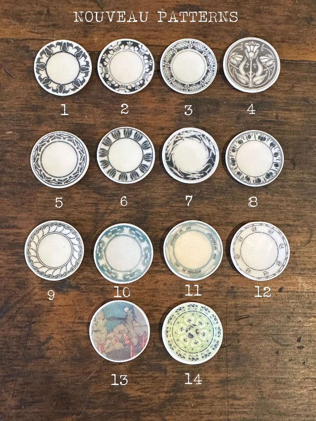 Ceramic Dollhouse 1:12 Scale Plates – Art Deco Geometric Patterns