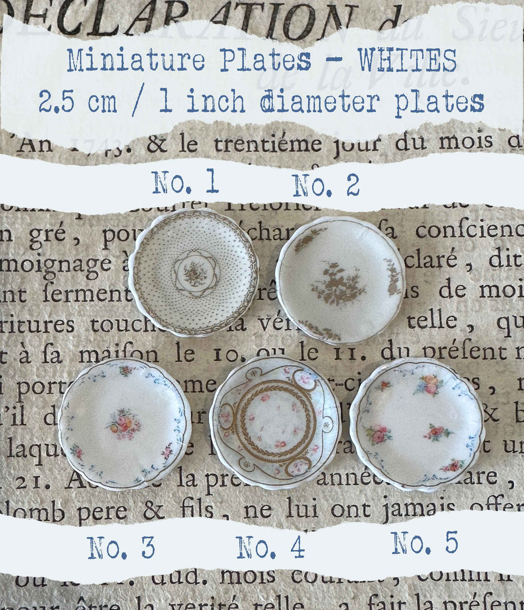 1:12 Scale Dollhouse Plates – 18th Century French Miniature Ceramics Inspired by Marie Antoinette & Louis XVI