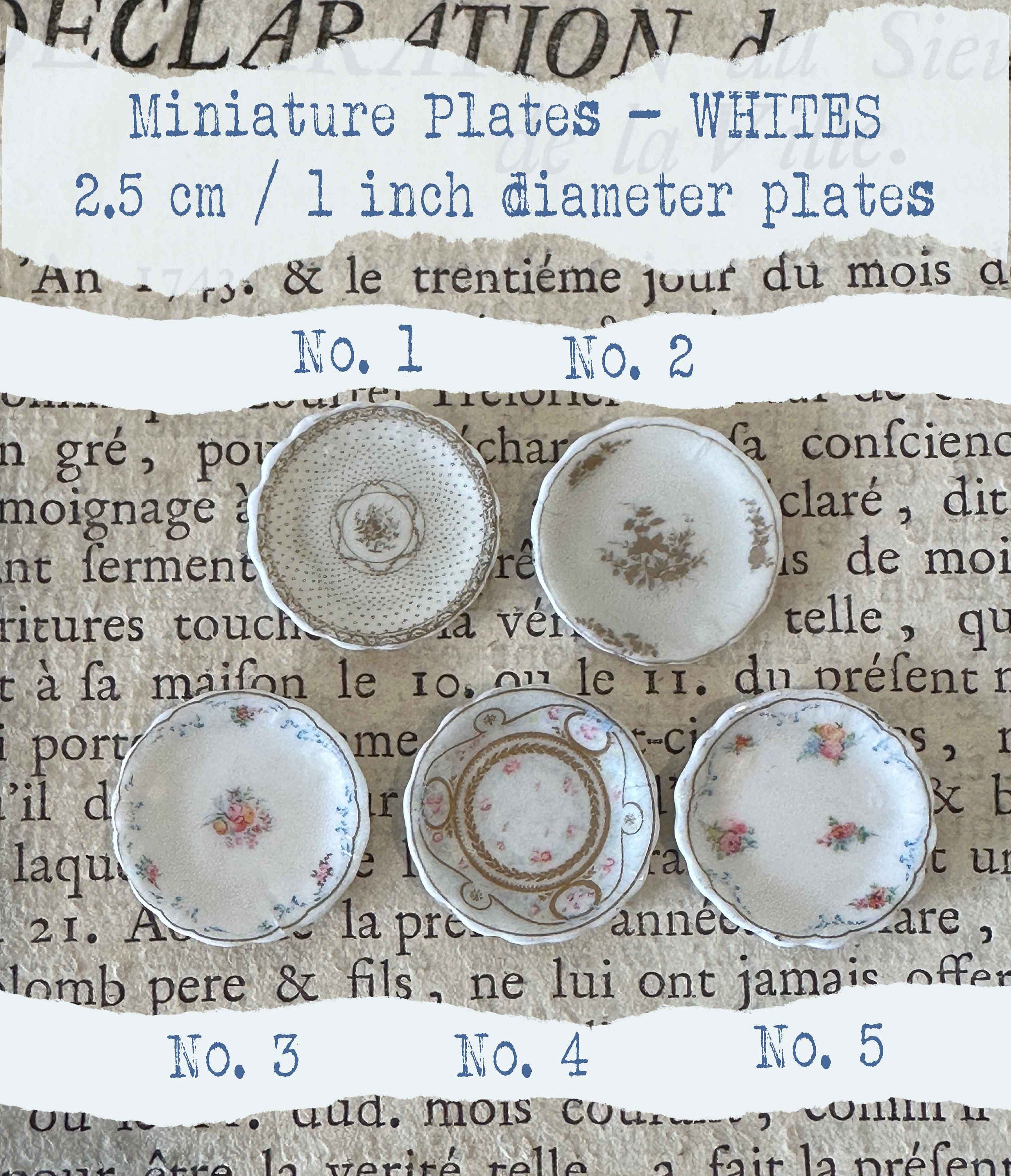 1:12 Scale Dollhouse Plates – 18th Century French Miniature Ceramics Inspired by Marie Antoinette & Louis XVI