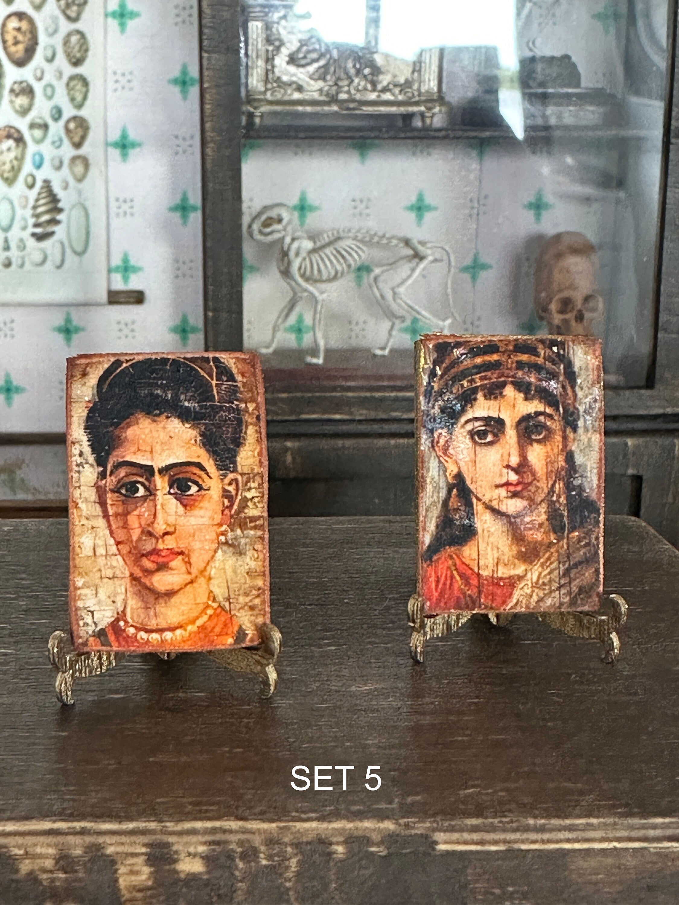 Ancient Roman-Era Egyptian Mummy Portraits – Miniature 1:12 Scale Set