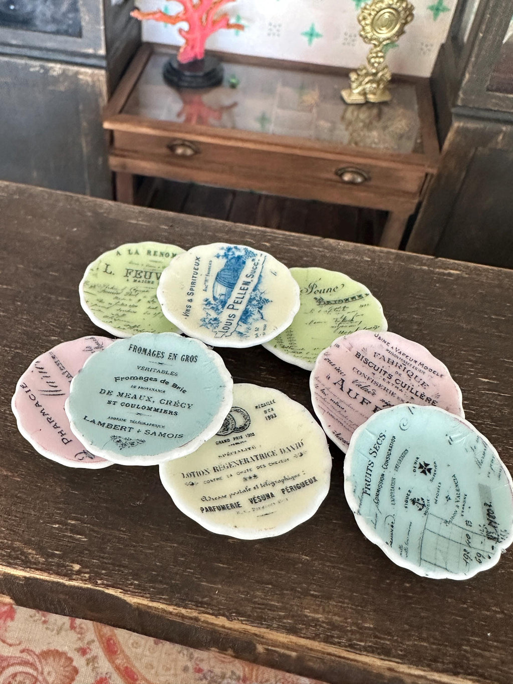 Ceramic Dollhouse 1:12 Scale Plates – French Receipts & Invoices Ephemera