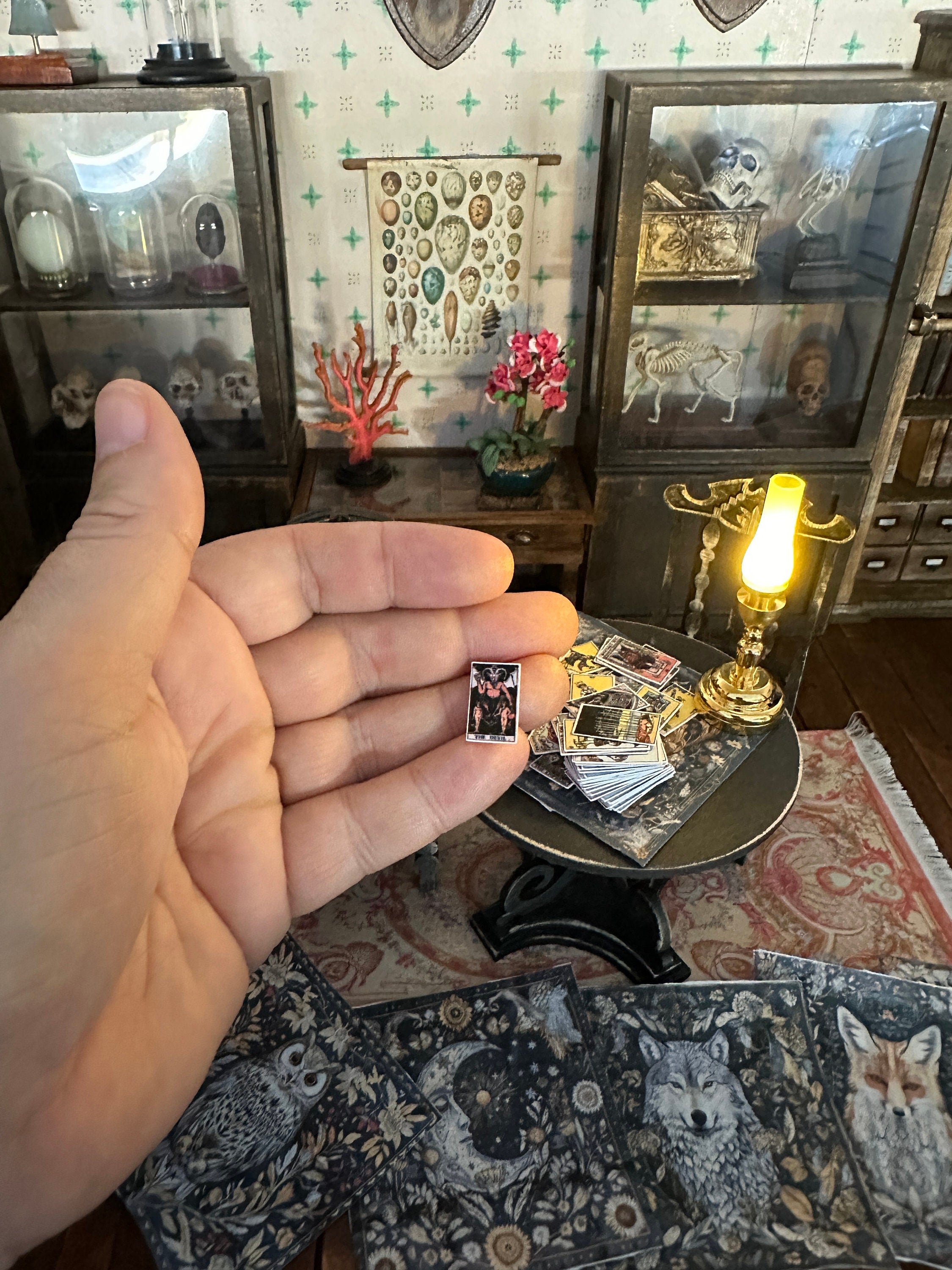 Dollhouse Miniature 1:12 Scale Tarot Deck – Rider-Waite with Altar Cloth