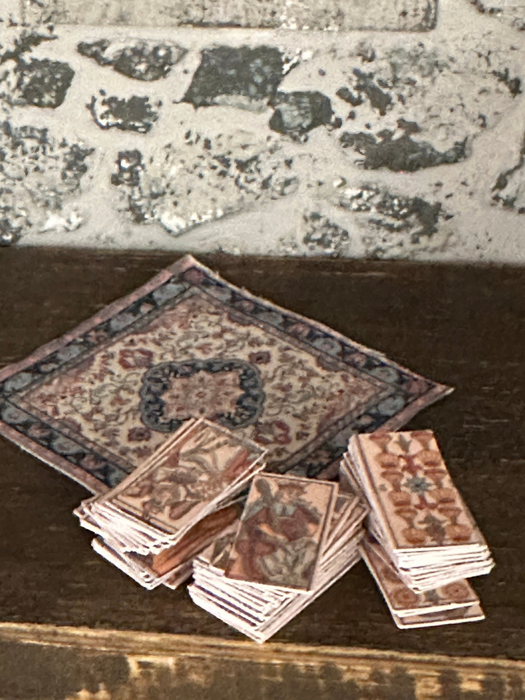 Dollhouse Miniature 1:12 Scale Tarot Deck – Marseilles Full 78 Cards with Altar Cloth