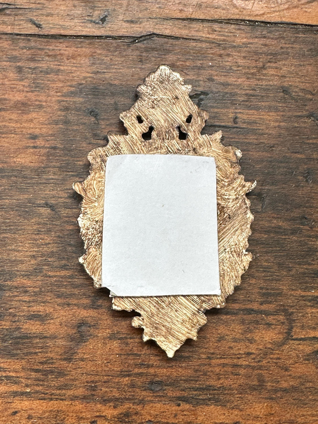 Miniature Dollhouse Ornate Mirror – Baroque Aged Mercury Glass & Wood Finish