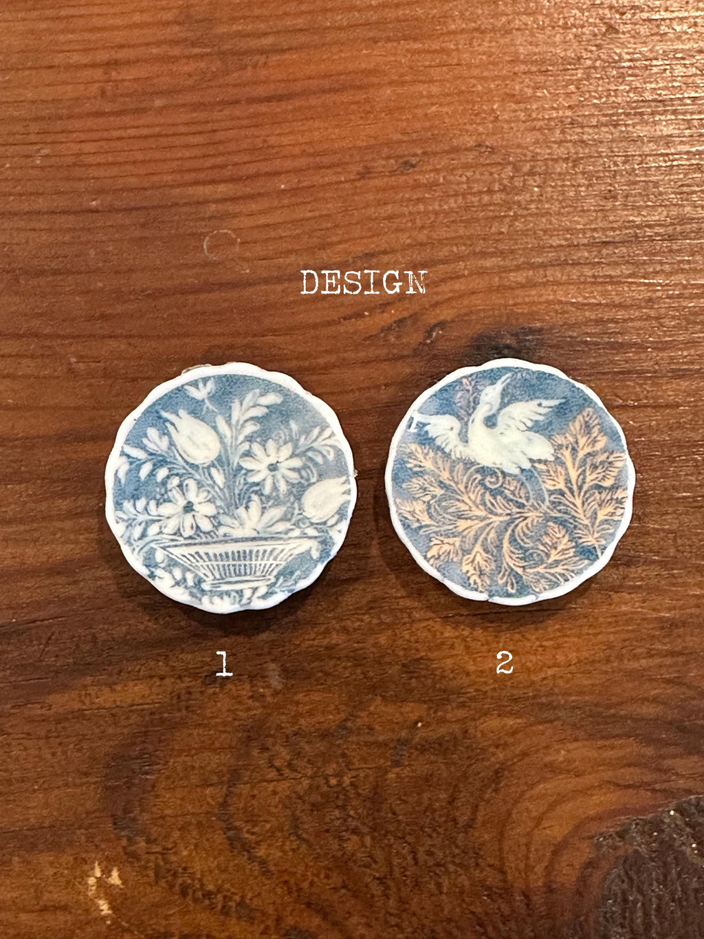 Ceramic Dollhouse 1:12 Scale Plates – Blue and White Folk Pattern Miniatures