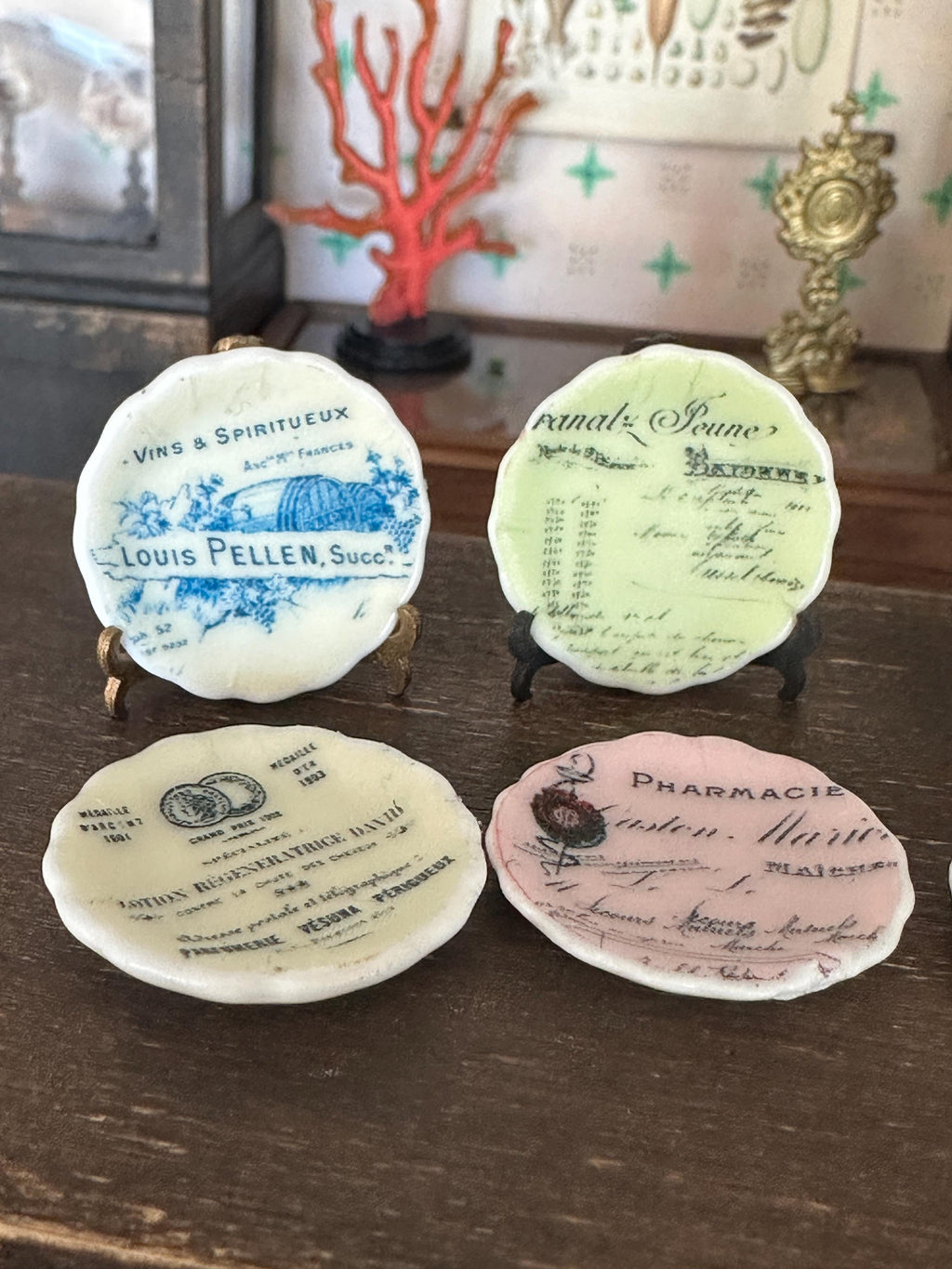 Ceramic Dollhouse 1:12 Scale Plates – French Receipts & Invoices Ephemera