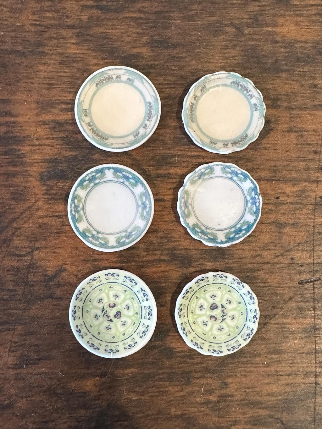 Ceramic Dollhouse 1:12 Scale Plates – Art Deco Geometric Patterns