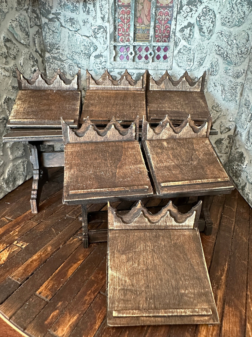 Handmade Dollhouse Miniature Scribe’s Slope – Aged Medieval Writing Desk