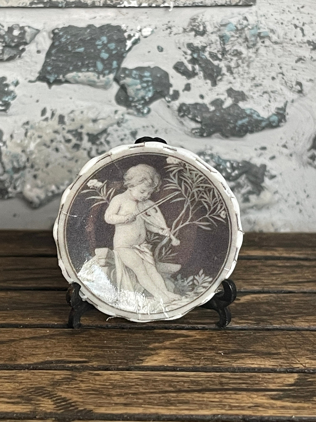 Ceramic Dollhouse 1:12 Scale Plates – Vintage Grisaille Cherubs & Putti Set of Four