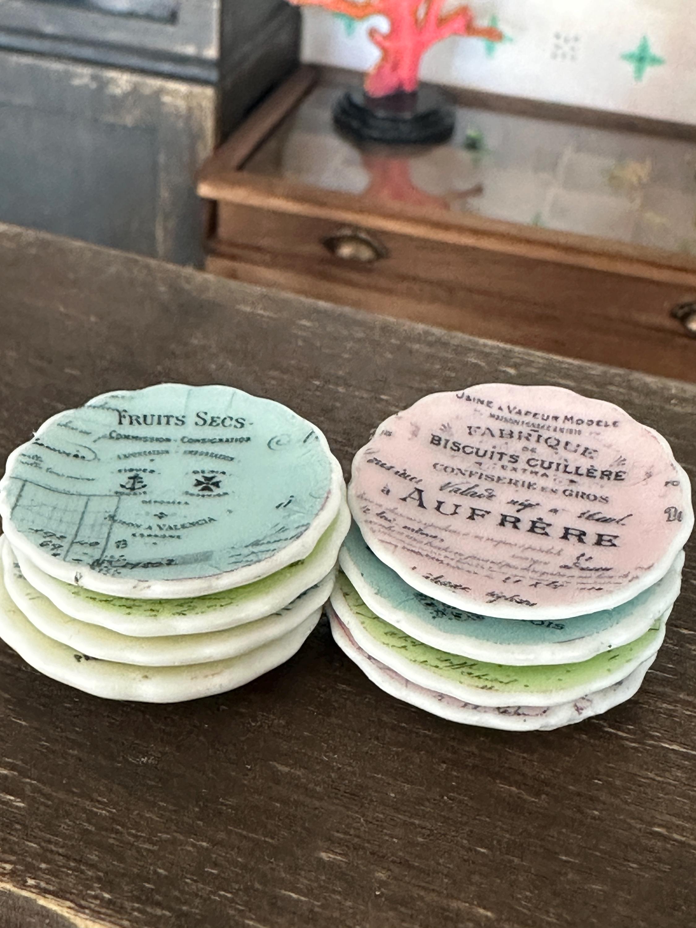 Ceramic Dollhouse 1:12 Scale Plates – French Receipts & Invoices Ephemera