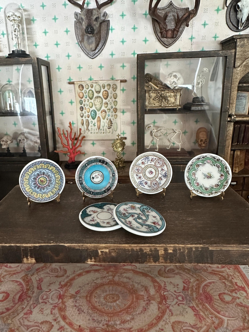 1:12 Scale Dollhouse Plates – 18th Century French Miniature Ceramics Inspired by Marie Antoinette & Louis XVI LARGE SIZE