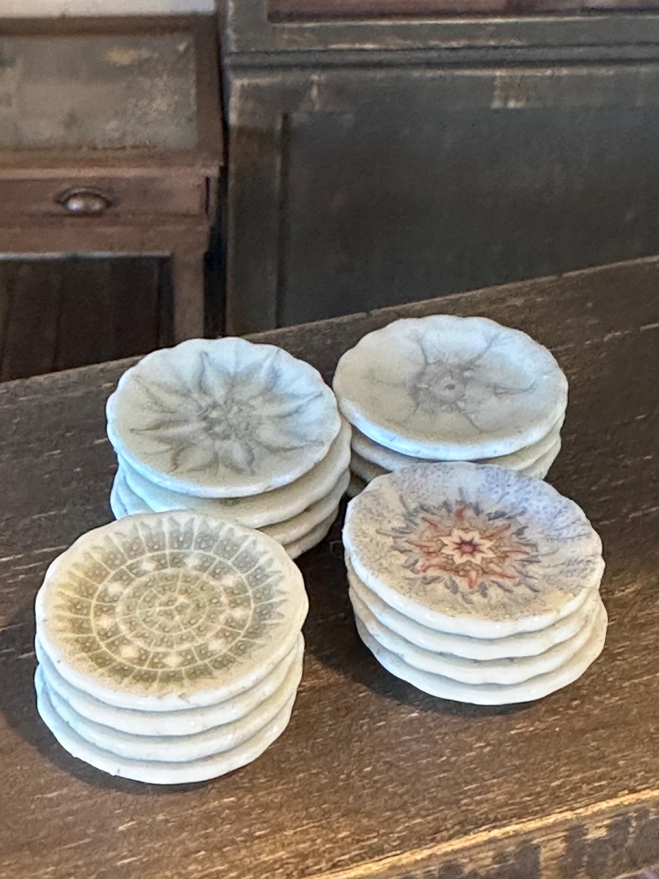 Ceramic Dollhouse 1:12 Scale Plates – 19th Century Ernst Haeckel Naturalist Illustrations Sets 1 and 2