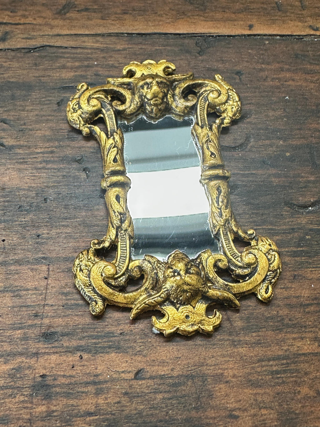 Miniature Dollhouse Ornate Devil Mirror – Gilded Gothic Esoteric Design
