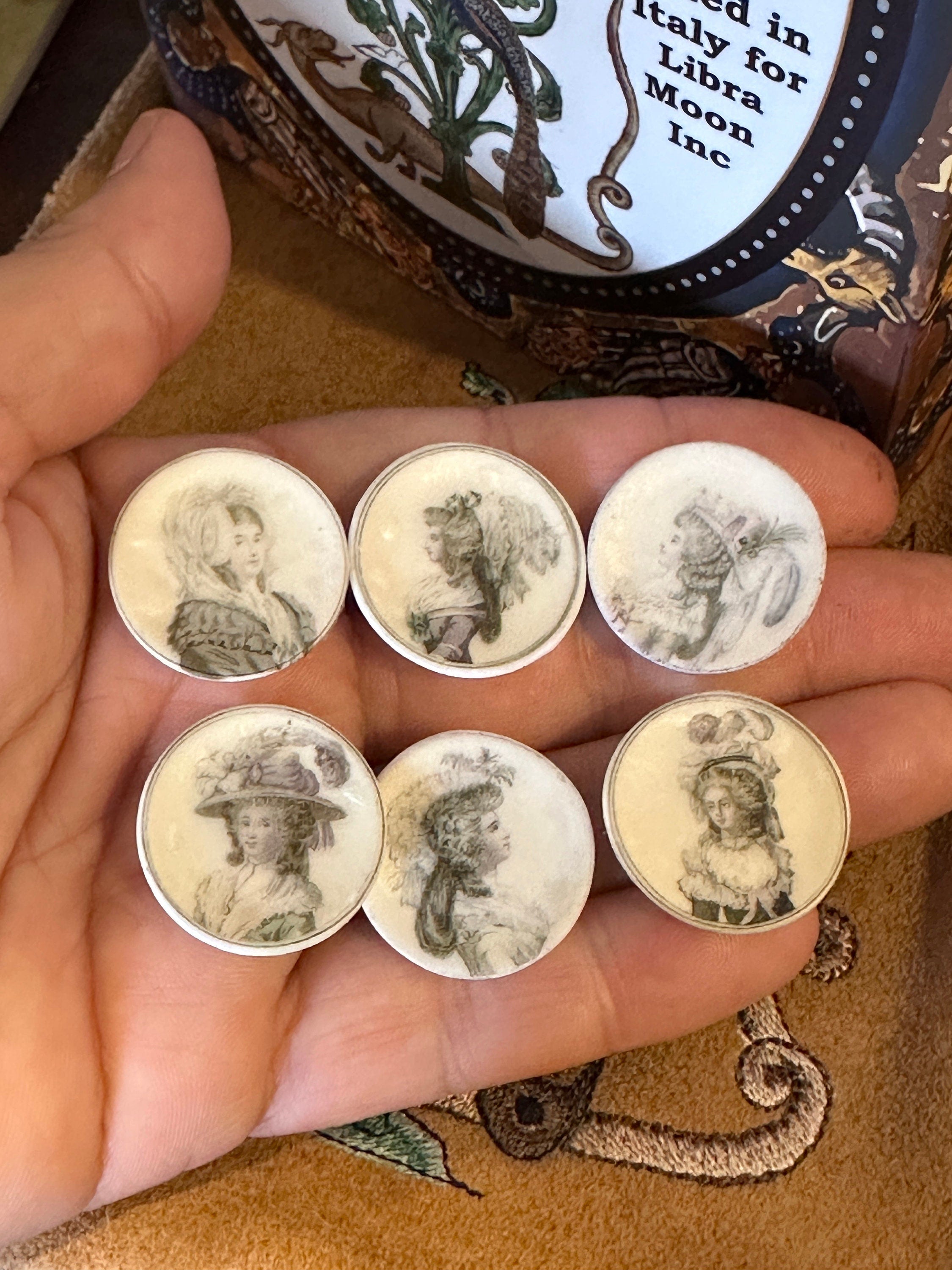 Ceramic Dollhouse 1:12 Scale Plates – 18th Century Fashion Prints