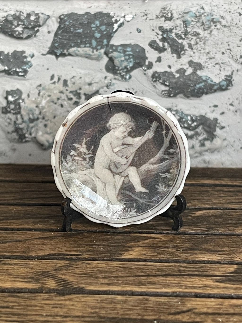 Ceramic Dollhouse 1:12 Scale Plates – Vintage Grisaille Cherubs & Putti Set of Four