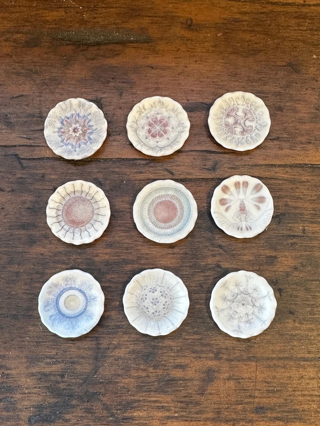 Ceramic Dollhouse 1:12 Scale Plates – 19th Century Ernst Haeckel Naturalist Illustrations Sets 1 and 2