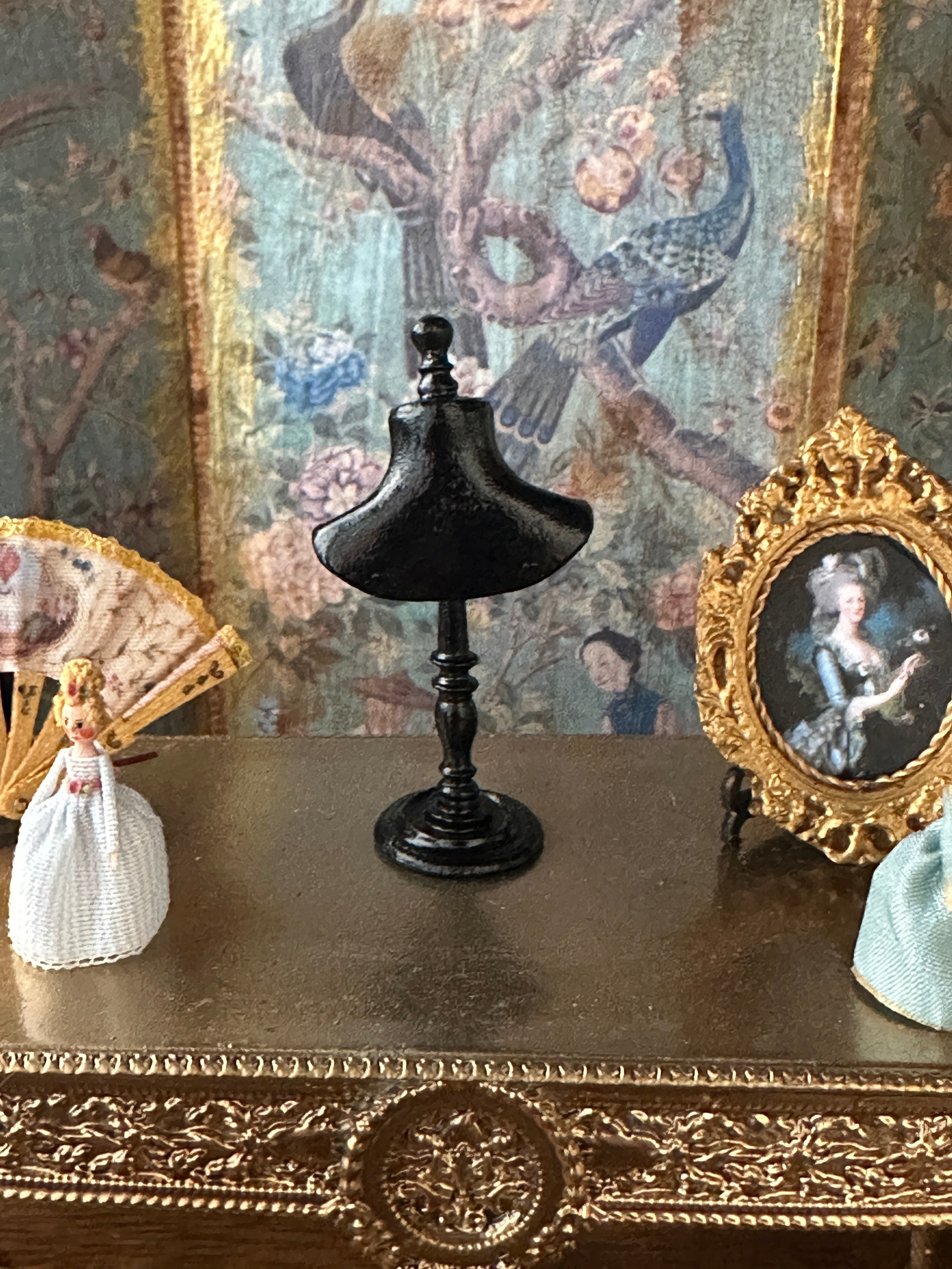 Handmade Miniature Display Bust – Victorian Black Jewellery Stand (1:12 Scale)