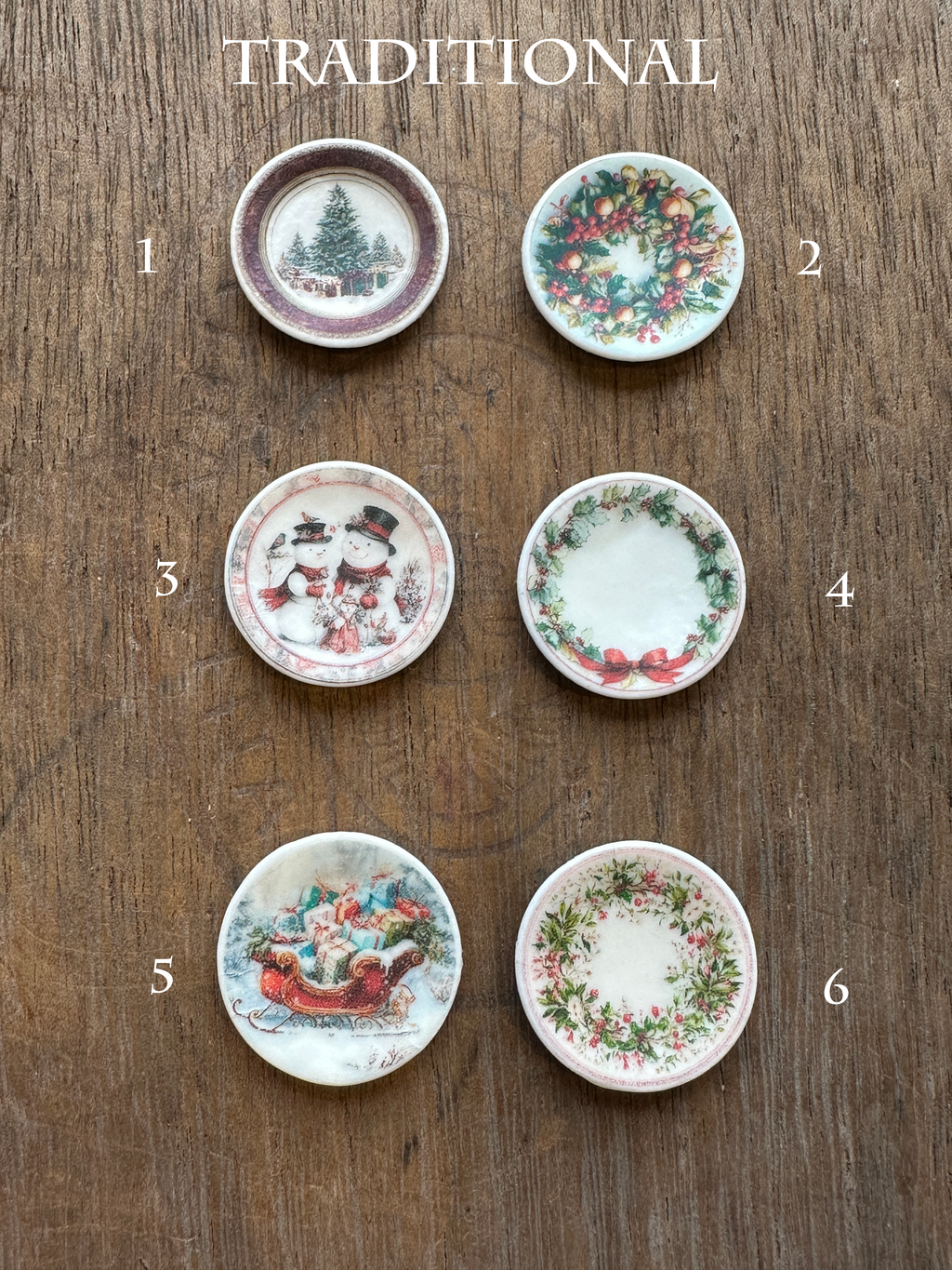 1:12 Scale Dollhouse Plates – Christmas Festive Season Holidays