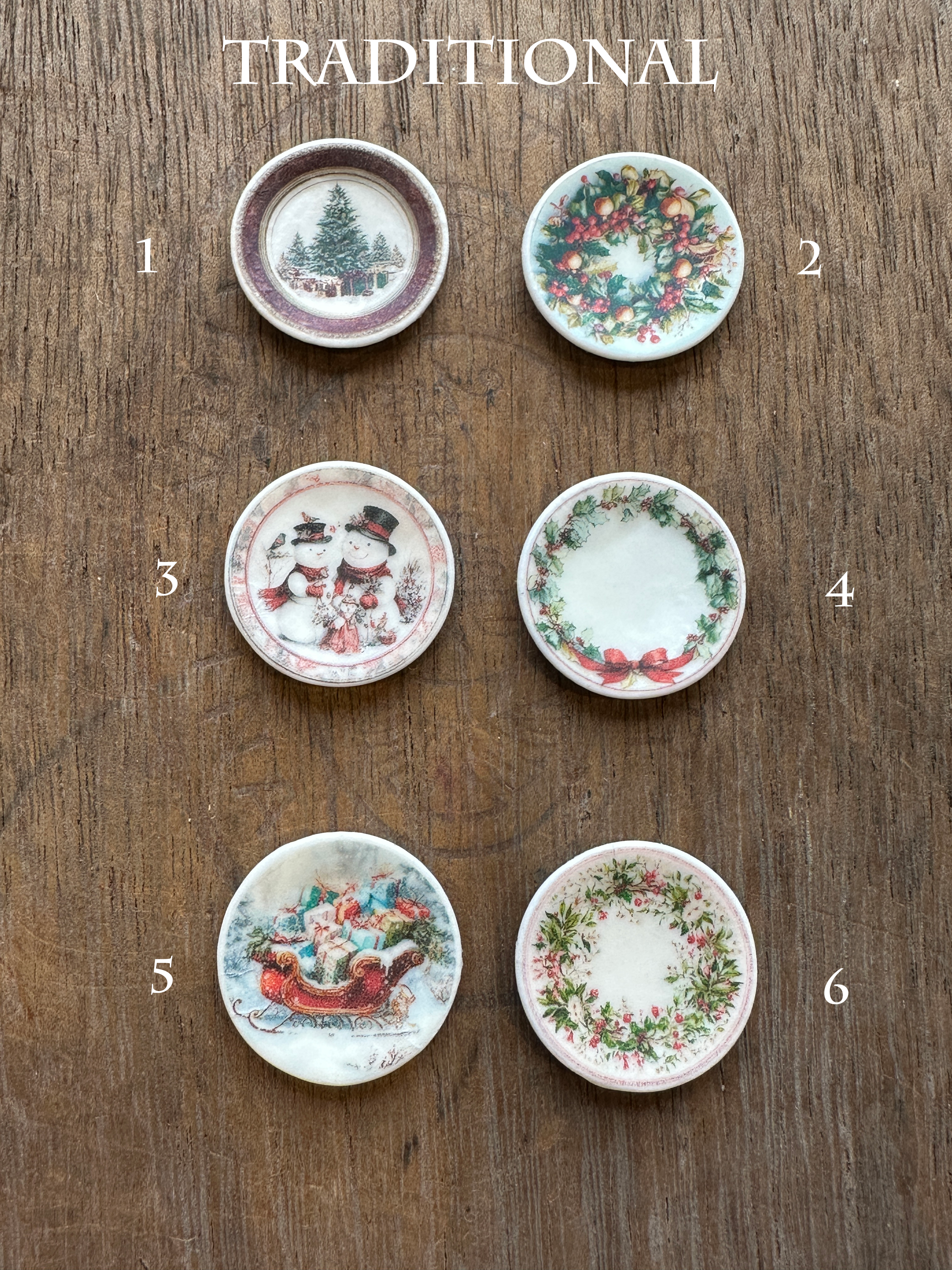 1:12 Scale Dollhouse Plates – Christmas Festive Season Holidays