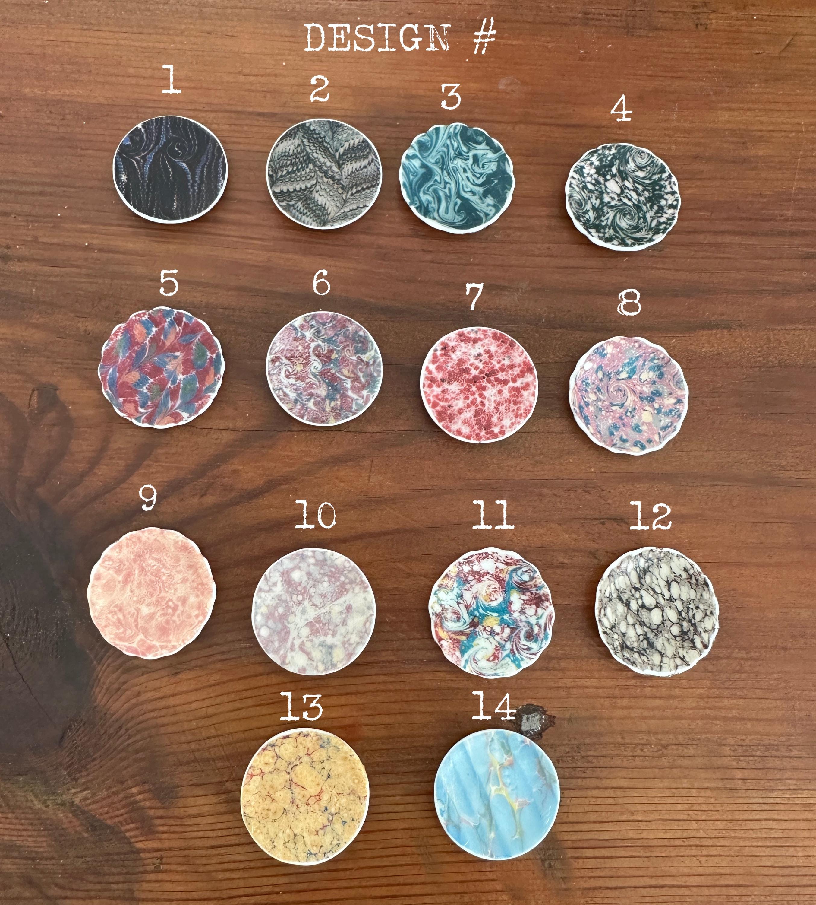 Ceramic Dollhouse 1:12 Scale Plates – Antique Marbled Paper Designs