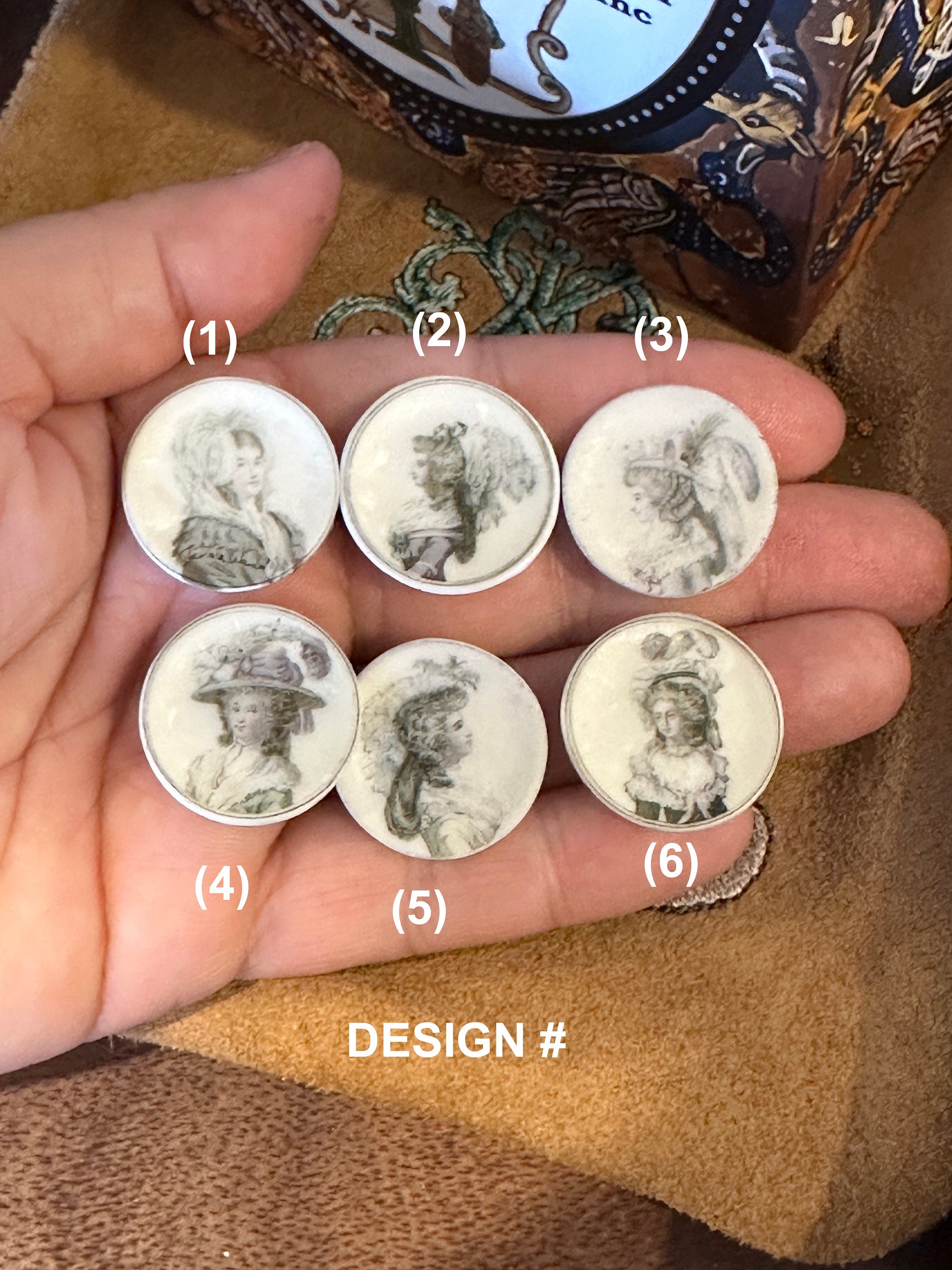 Ceramic Dollhouse 1:12 Scale Plates – 18th Century Fashion Prints